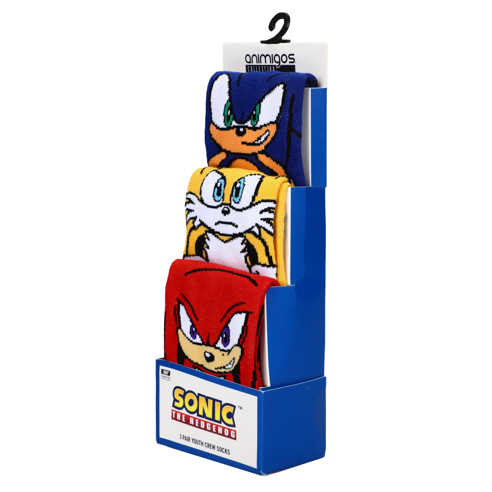 Sonic The Hedgehog Characters Youth 3-Pack 360 Crew Socks