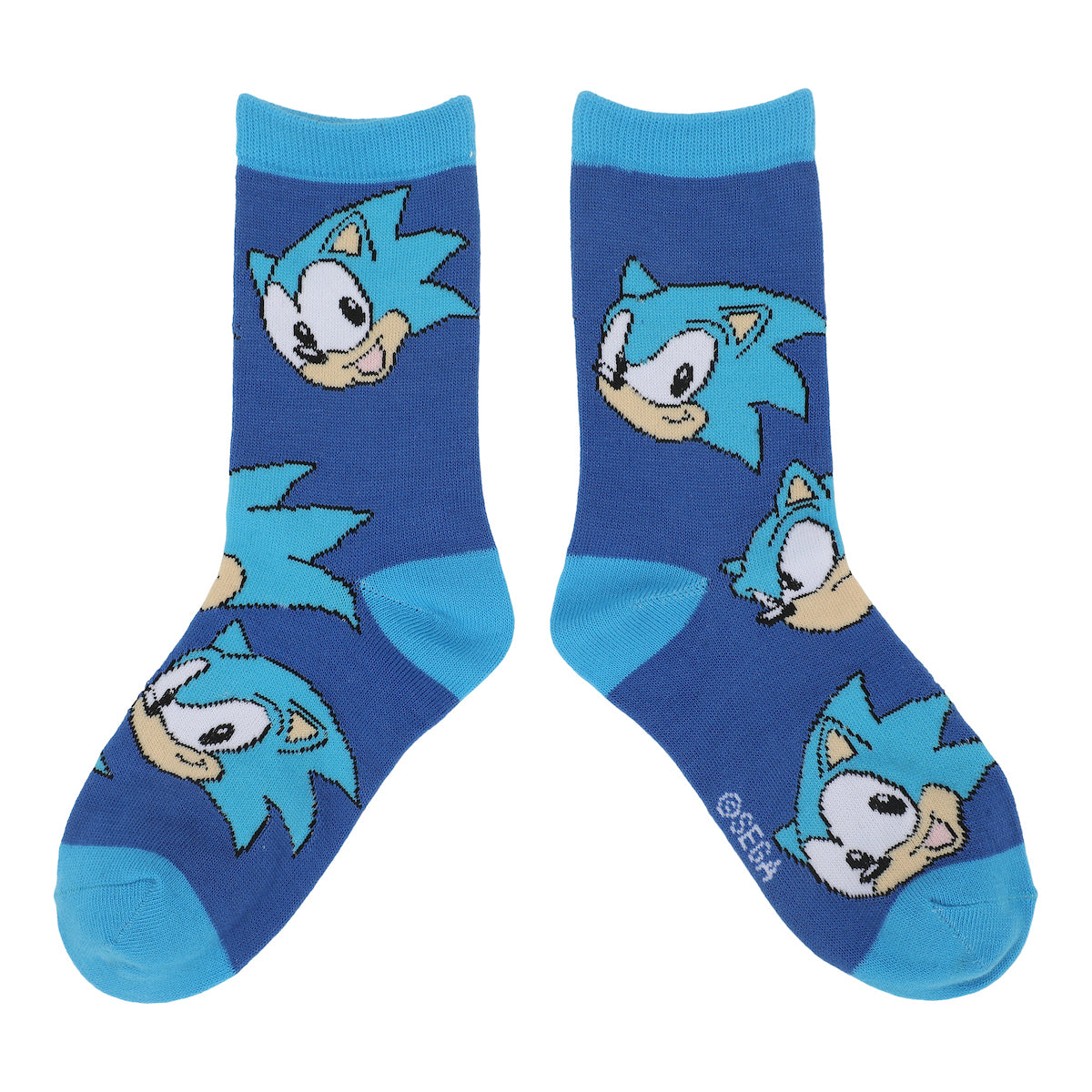 Sonic The Hedgehog Sonic Face With 3D Ears 2-Pair Youth Crew Socks