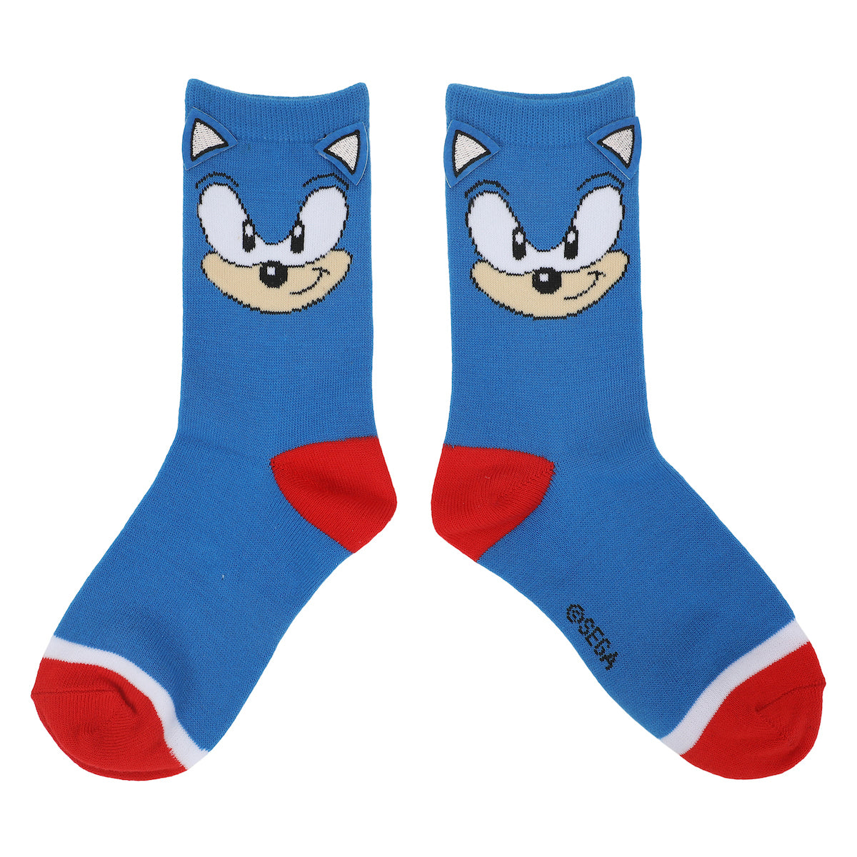 Sonic The Hedgehog Sonic Face With 3D Ears 2-Pair Youth Crew Socks
