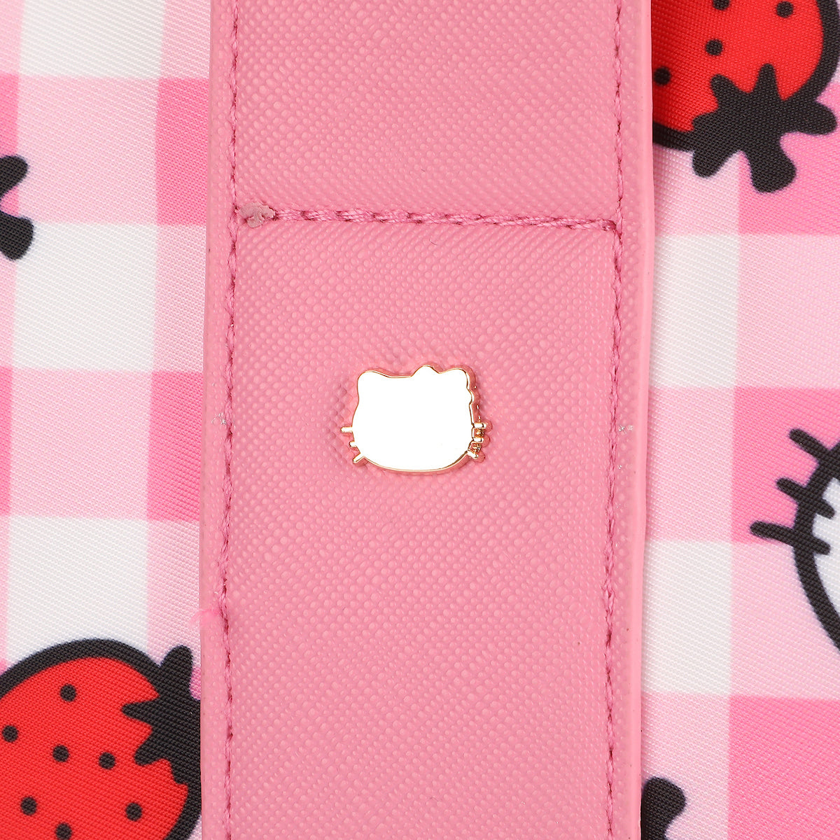 Hello Kitty Character & Strawberries All-Over Print Pink Plaid 20" Duffel Bag