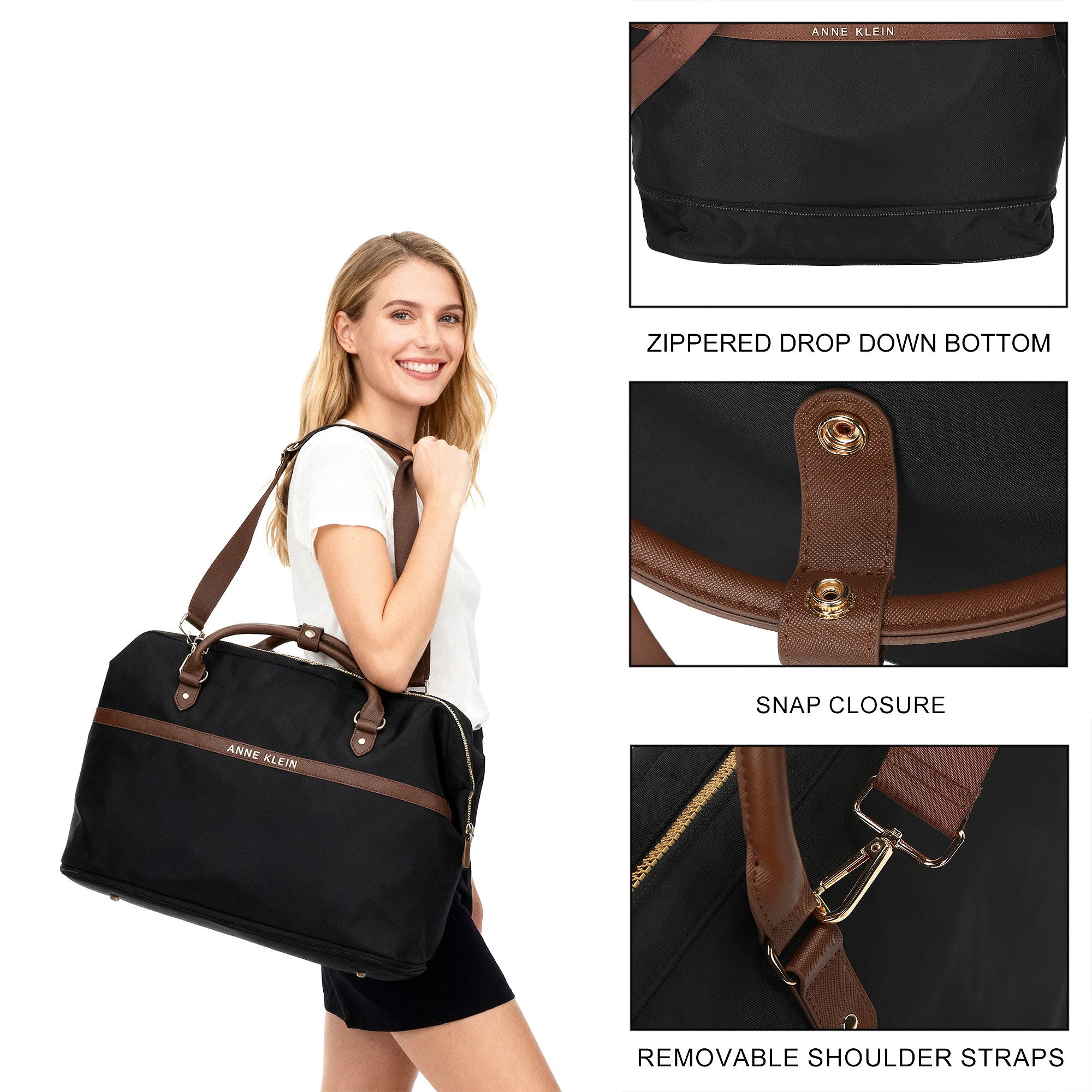 Anne Klein Black 17.75” Duffel Bag