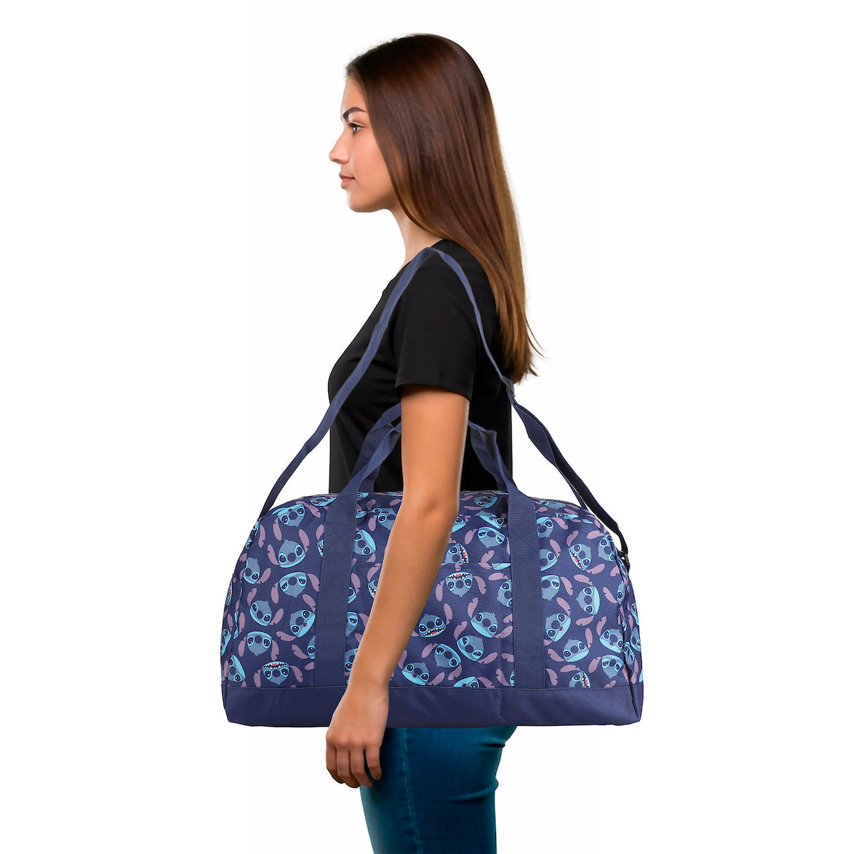 Lilo & Stitch All-Over Stitch Face Print Blue 21" Packable Duffel