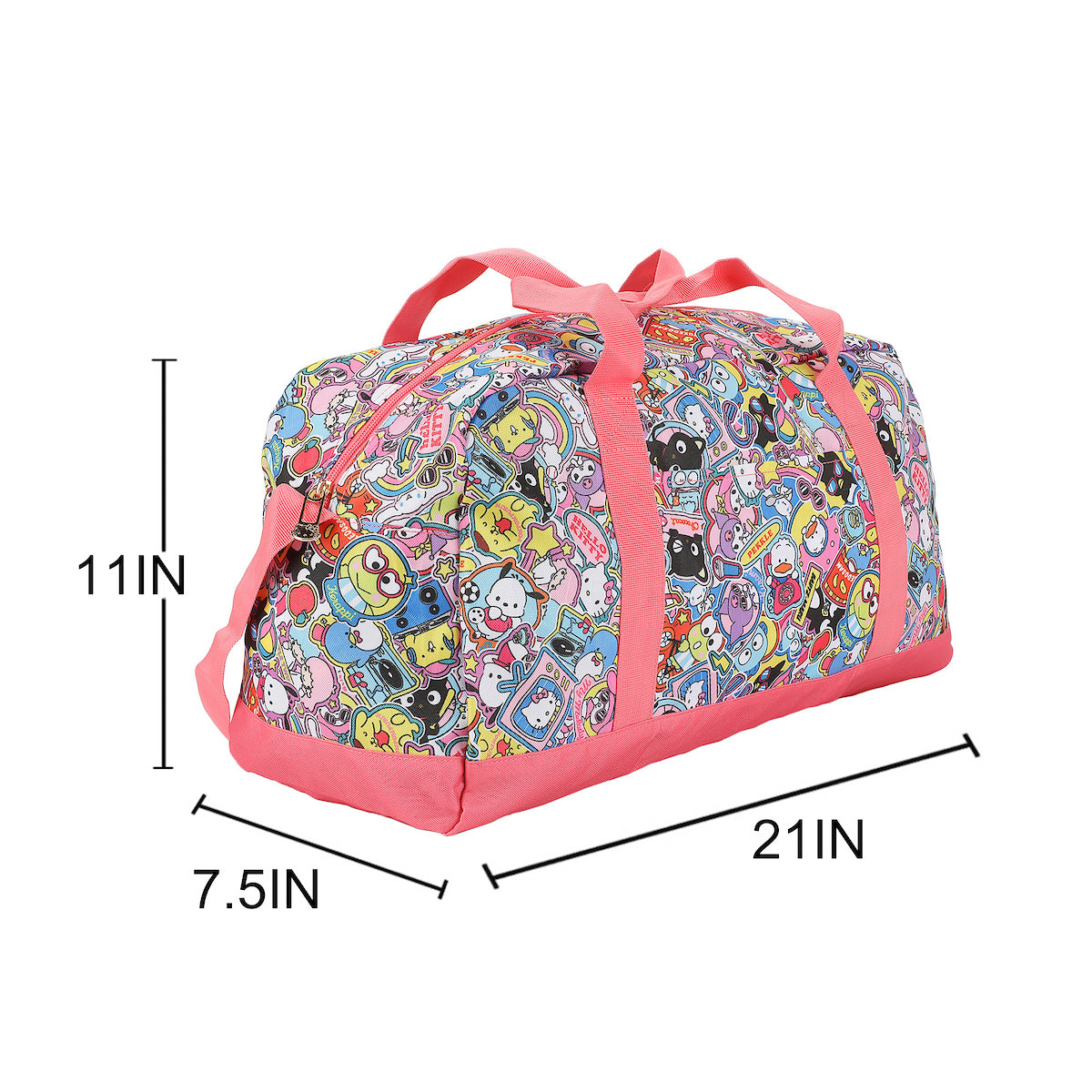 Hello Kitty & Friends All-Over Character Print White & Pink 21" Packable Duffel