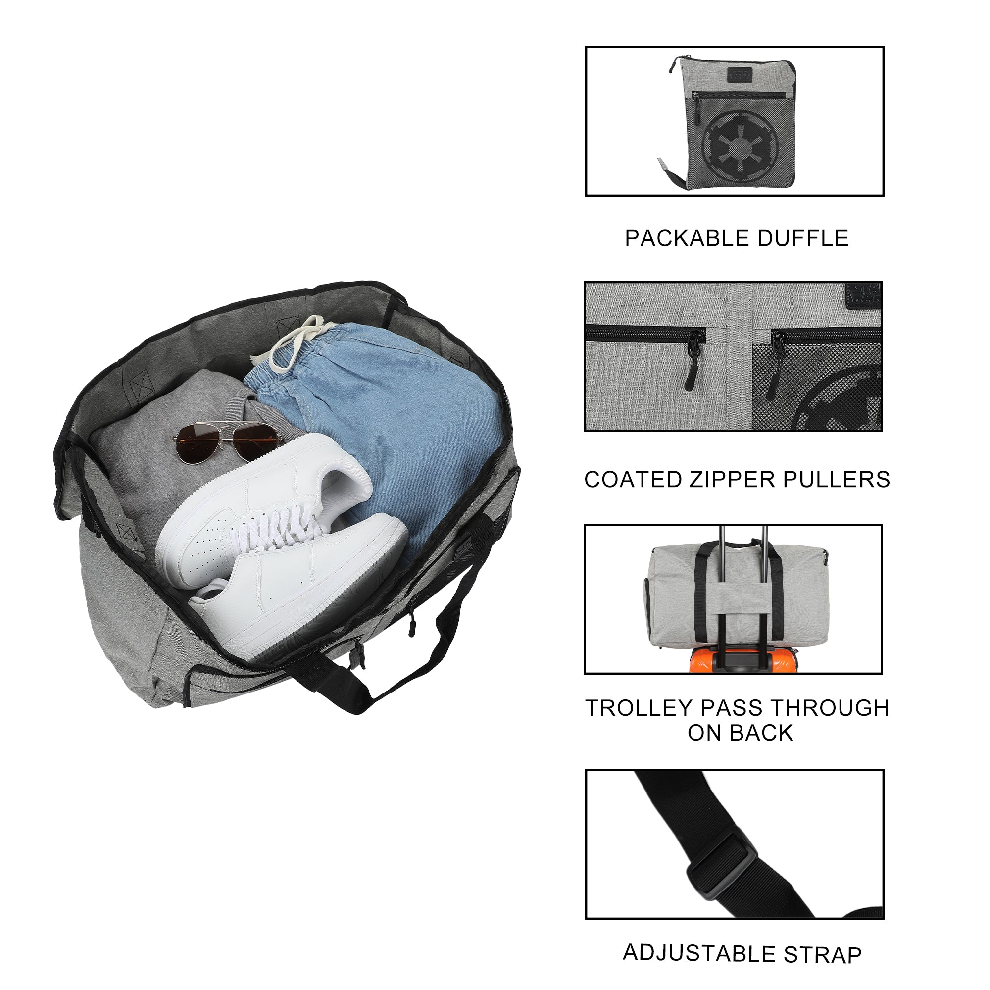 Star Wars Galactic Empire Logo Gray 24” Packable Travel Duffle