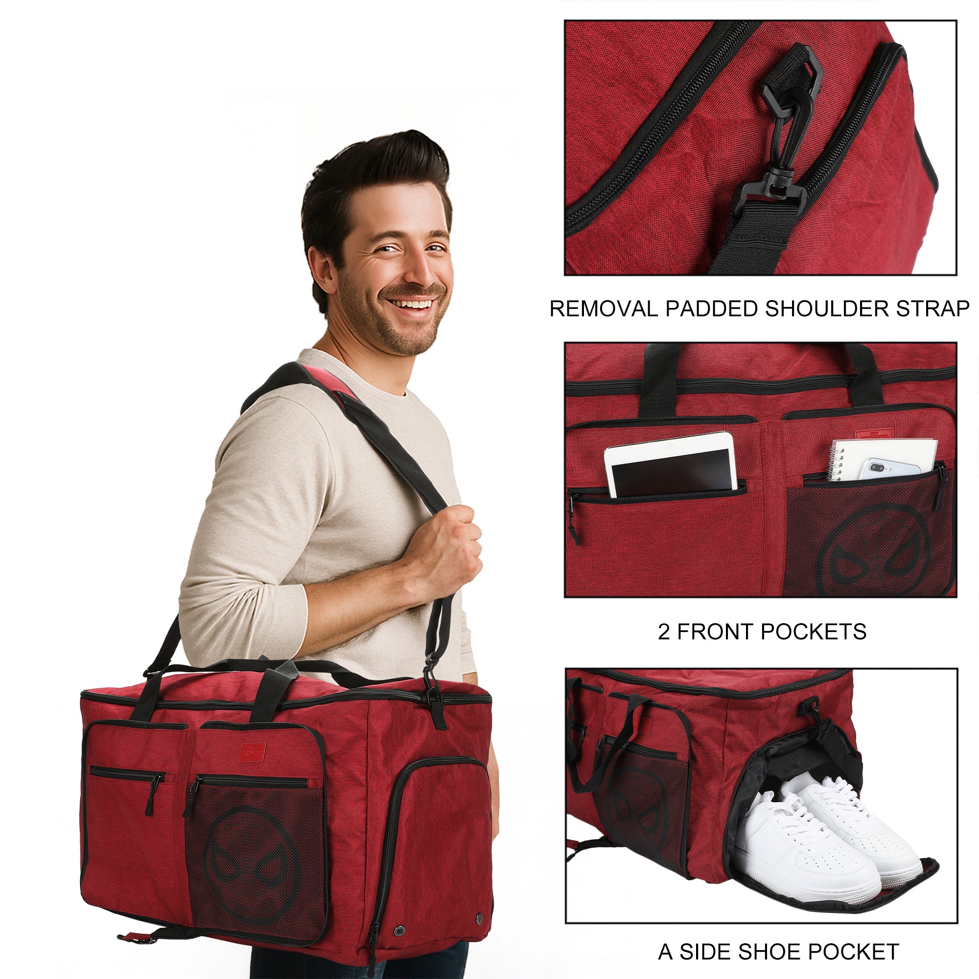 Spider-Man Mask Red 24” Packable Travel Duffle