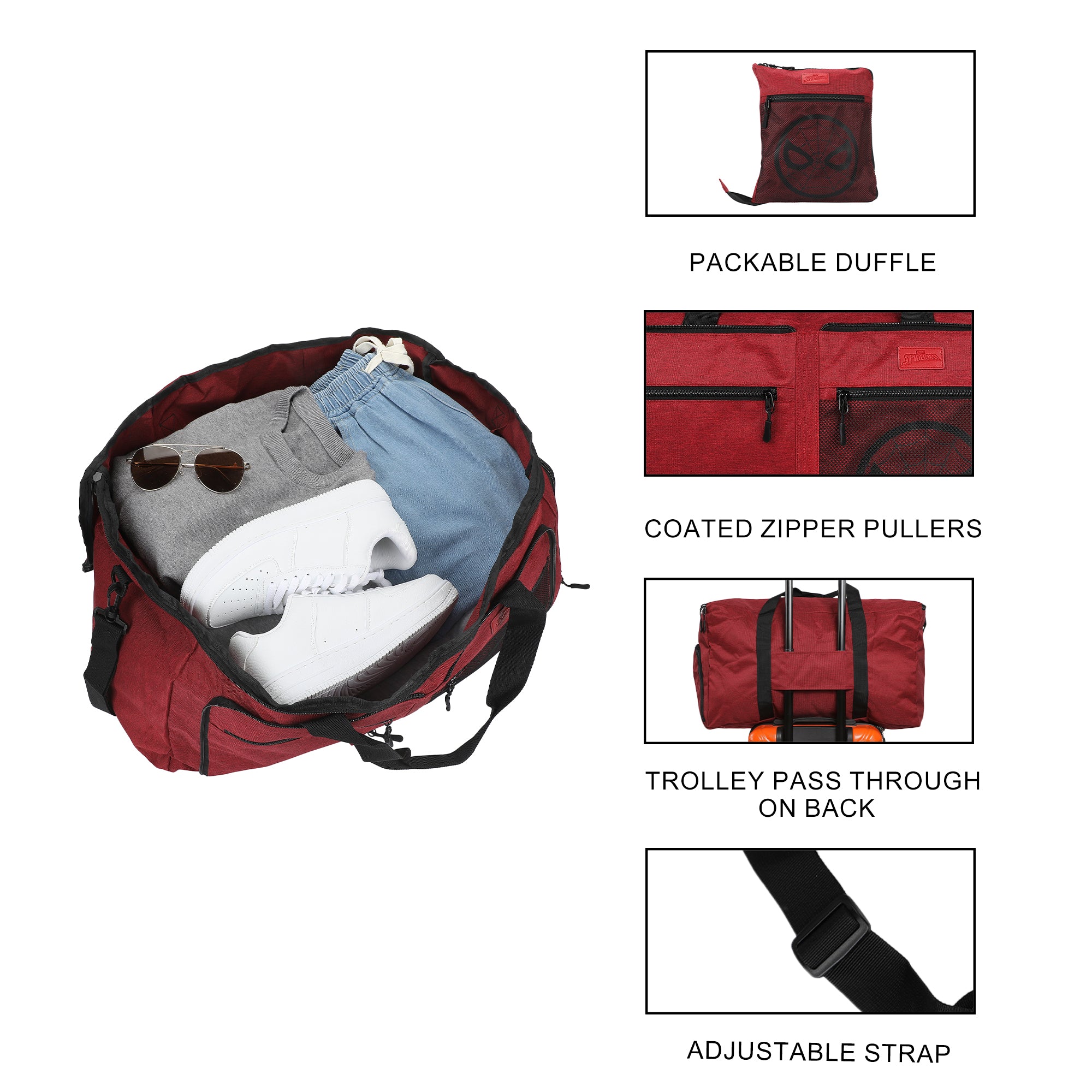 Spider-Man Mask Red 24” Packable Travel Duffle