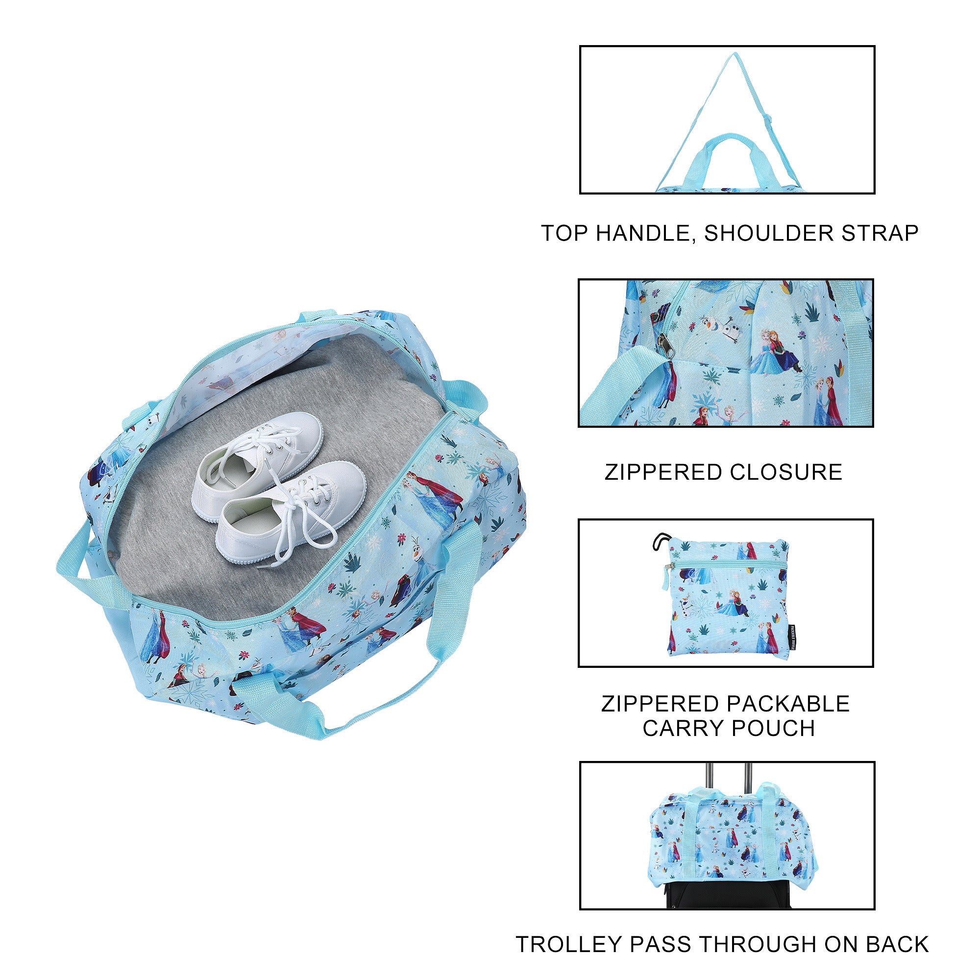 Frozen AOP Packable Duffle Bag for Travel and Everyday Use