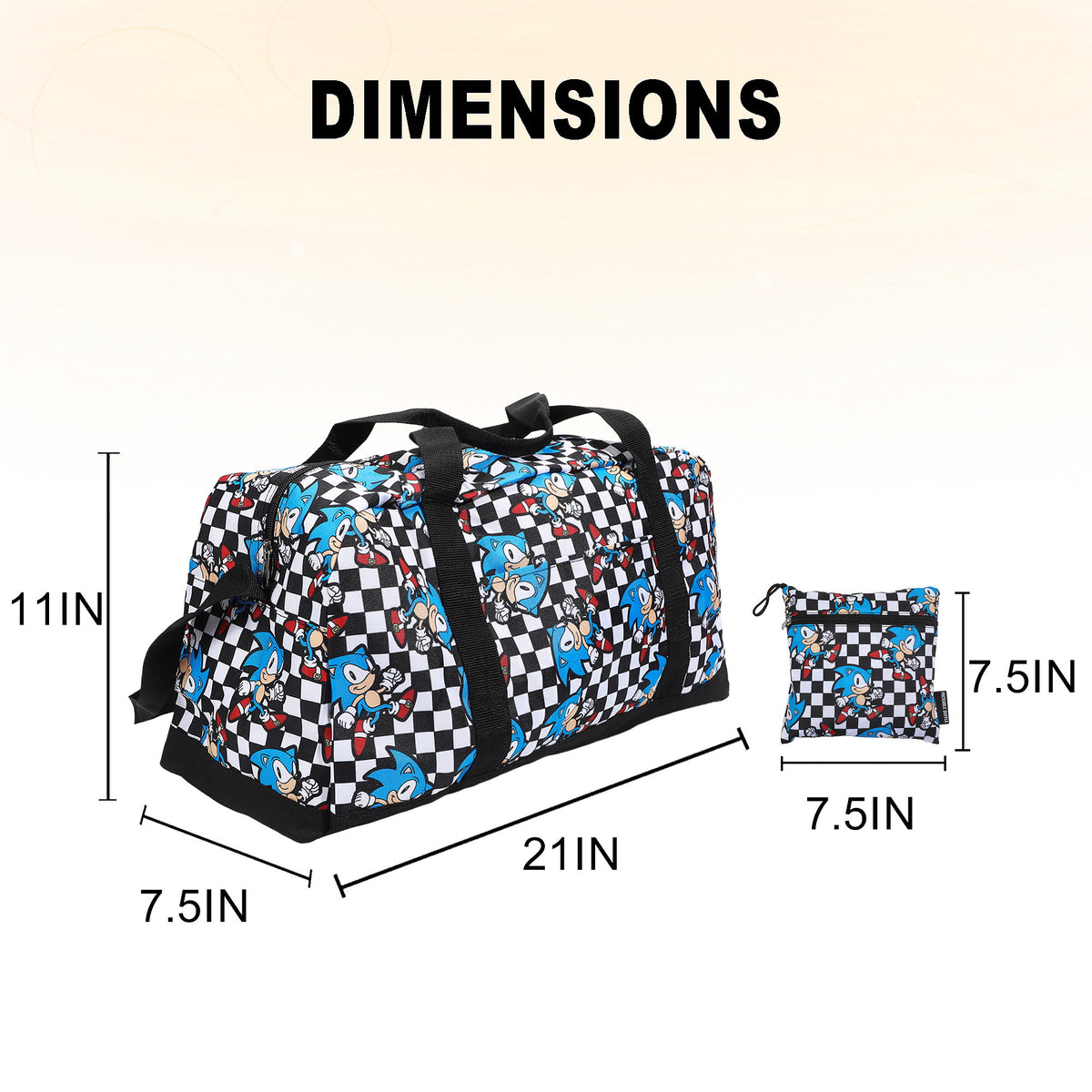 Sonic The Hedgehog Checkerboard AOP Packable Duffle Bag
