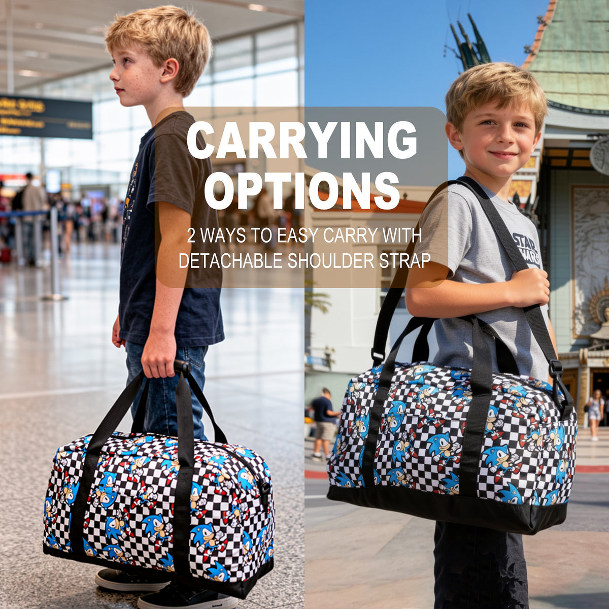 Sonic The Hedgehog Checkerboard AOP Packable Duffle Bag
