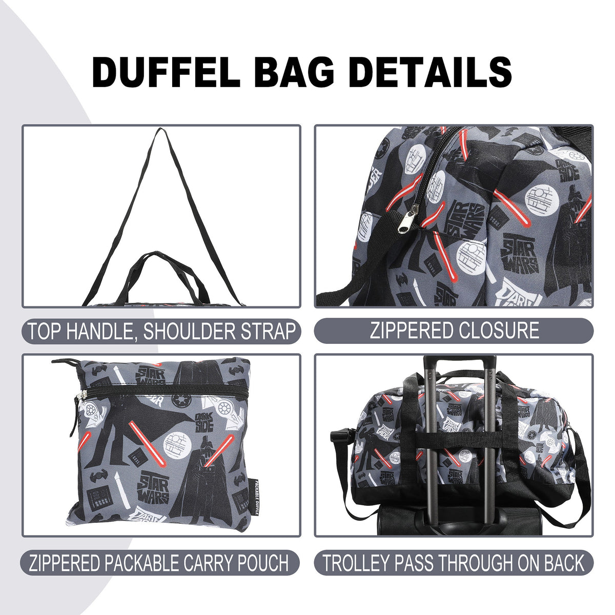 Star Wars Darth Vader AOP Duffle Bag for Travel and Gym