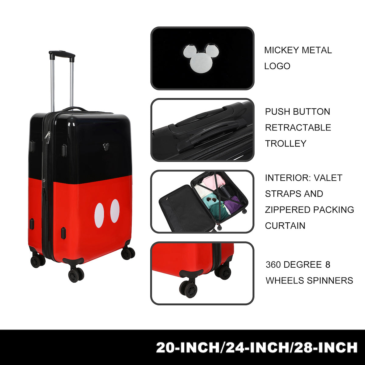 Mickey Mouse Classic Shorts 5-Piece Luggage Set