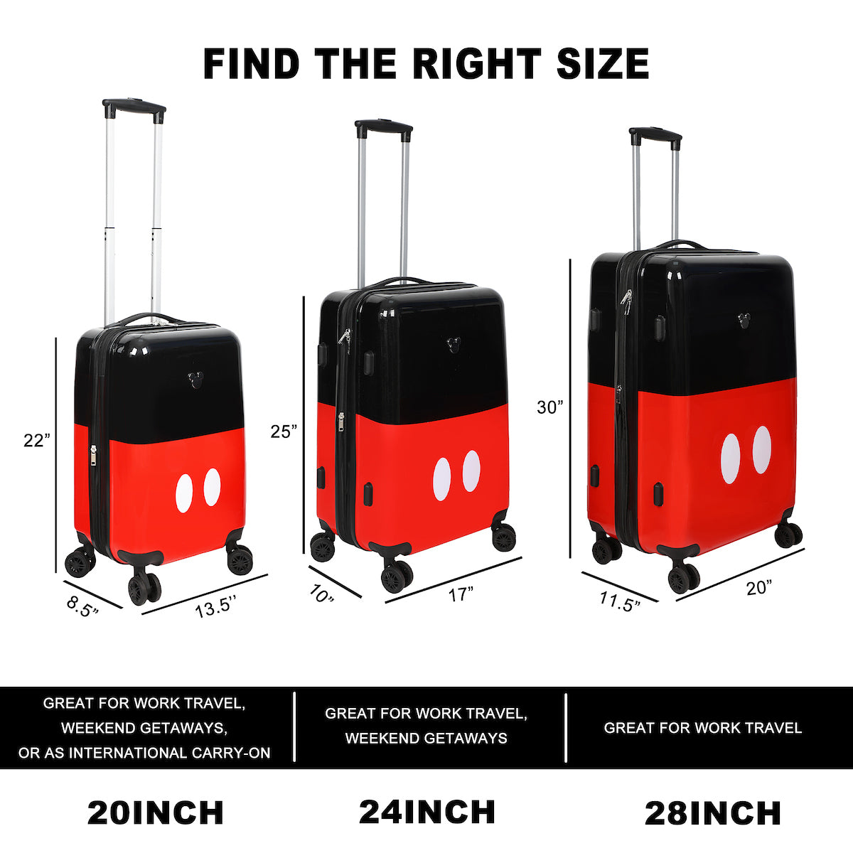 Mickey Mouse Classic Shorts 5-Piece Luggage Set
