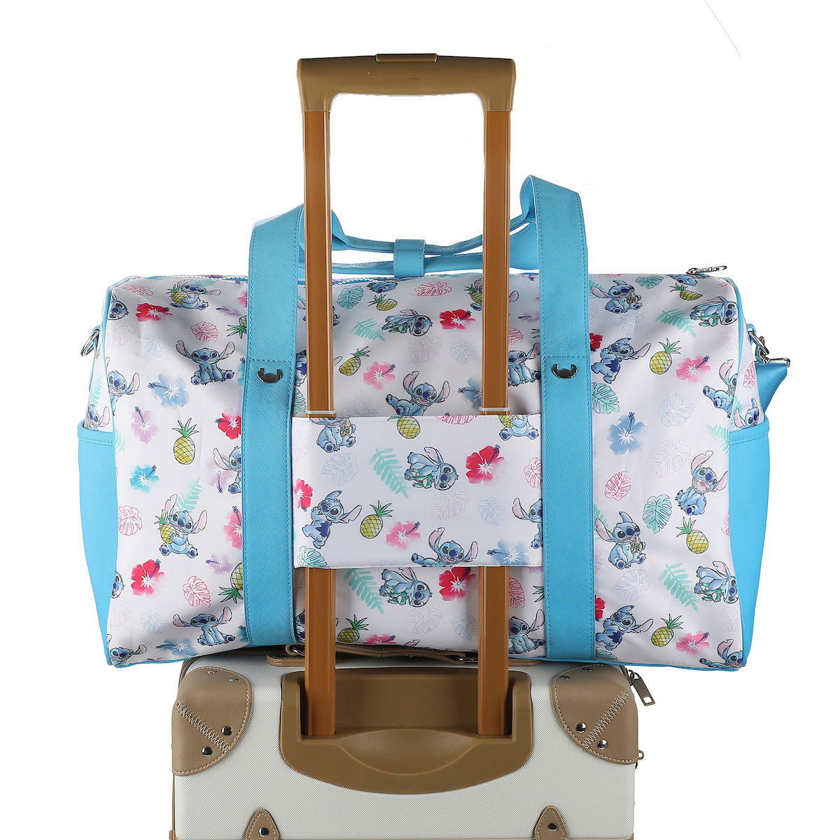 Disney Stitch Tropical Watercolor Print White 18" Duffle Bag
