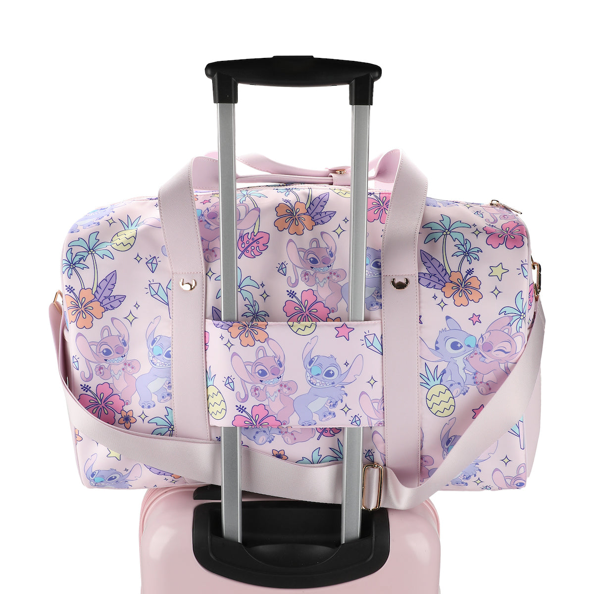Disney Stitch & Angel 18" Pink Duffle Bag