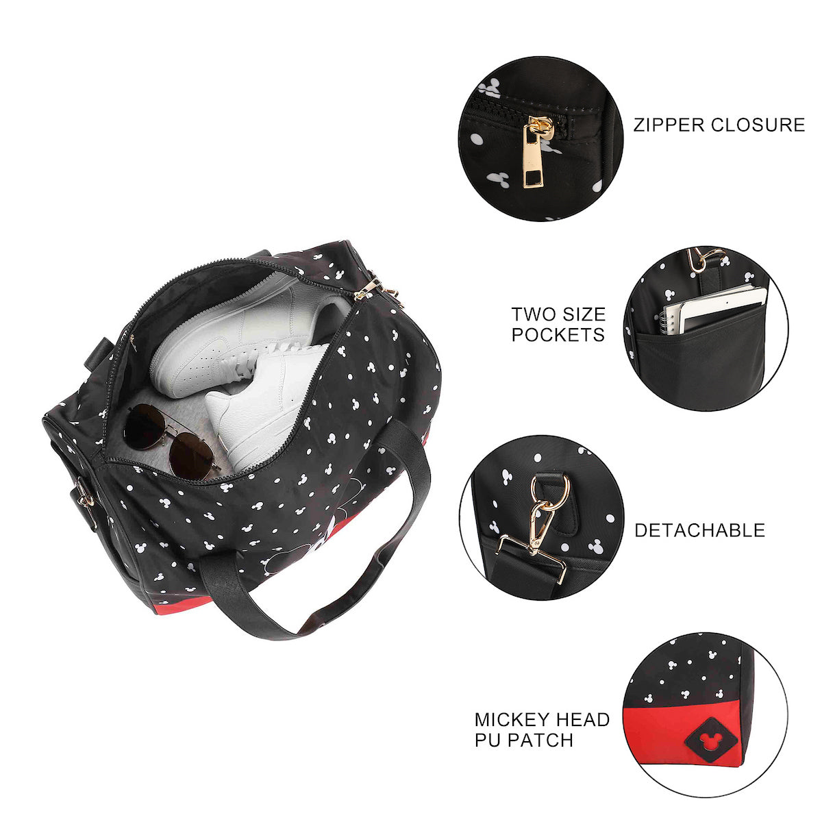 Disney Mickey Mouse Peek-A-Boo Black 20" Duffel Bag