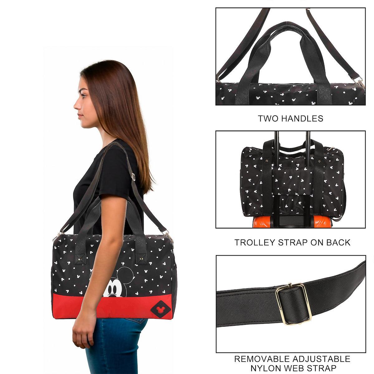 Disney Mickey Mouse Peek-A-Boo Black 20" Duffel Bag