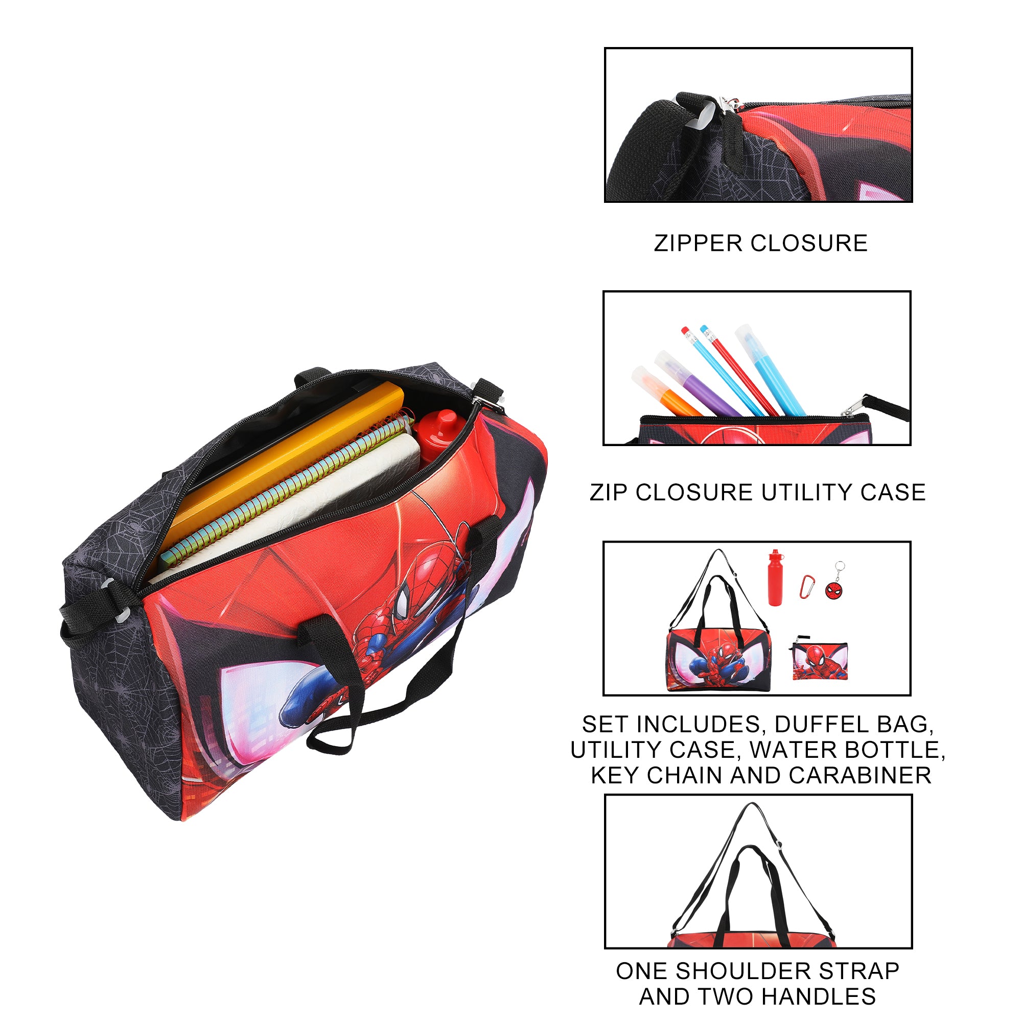 Spider-Man Hero & Mask 5-Piece Duffel Bag Set