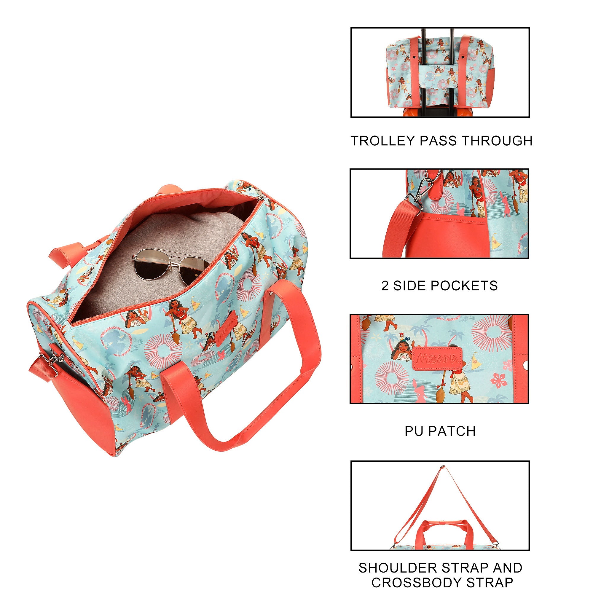 Moana All-Over Character Print Pink 18” Duffel Bag