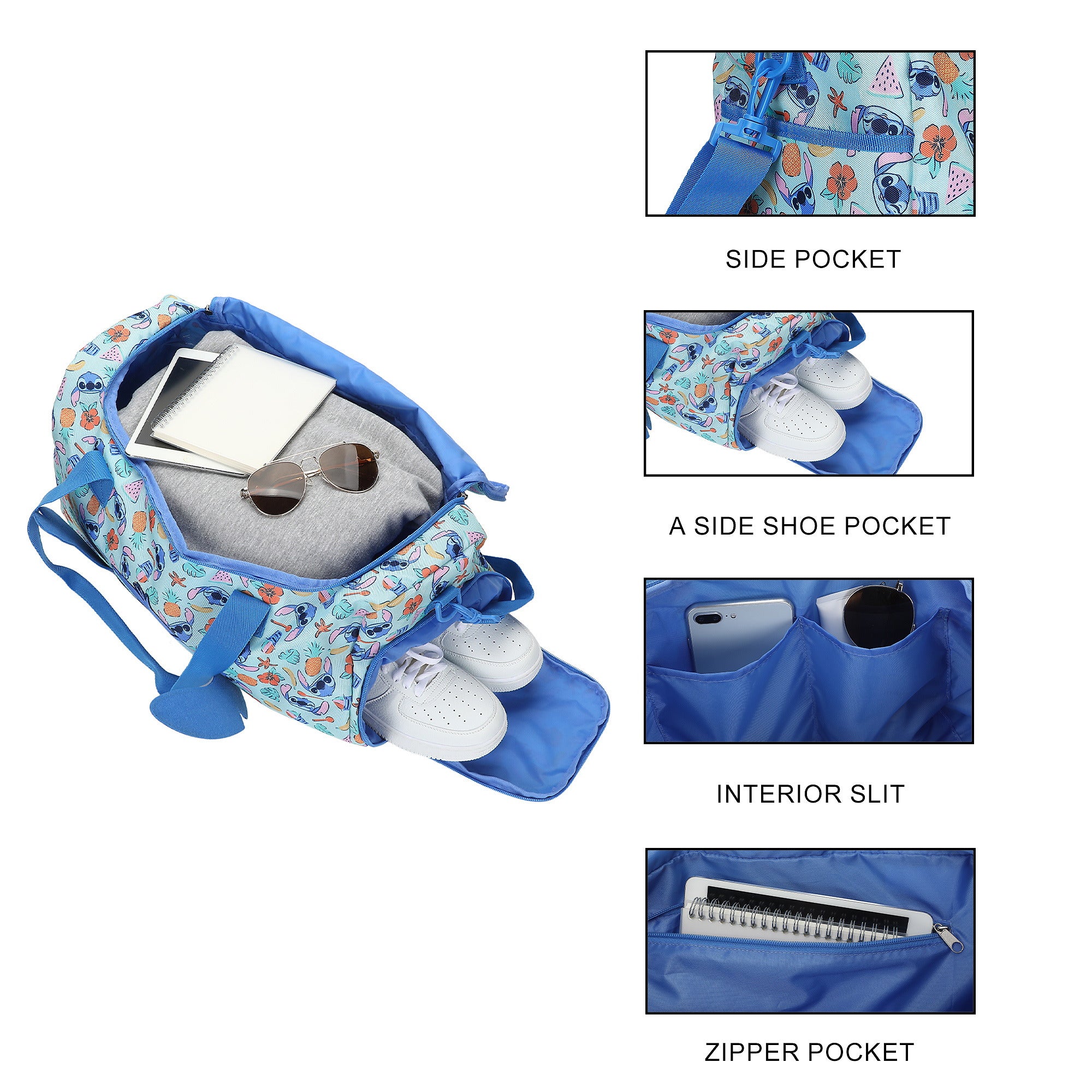 Lilo & Stitch Beach Print Blue 20” Duffel Bag