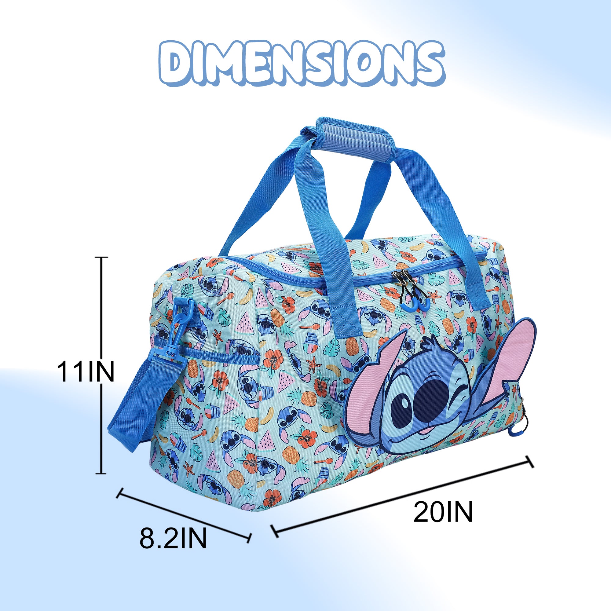 Lilo & Stitch Beach Print Blue 20” Duffel Bag