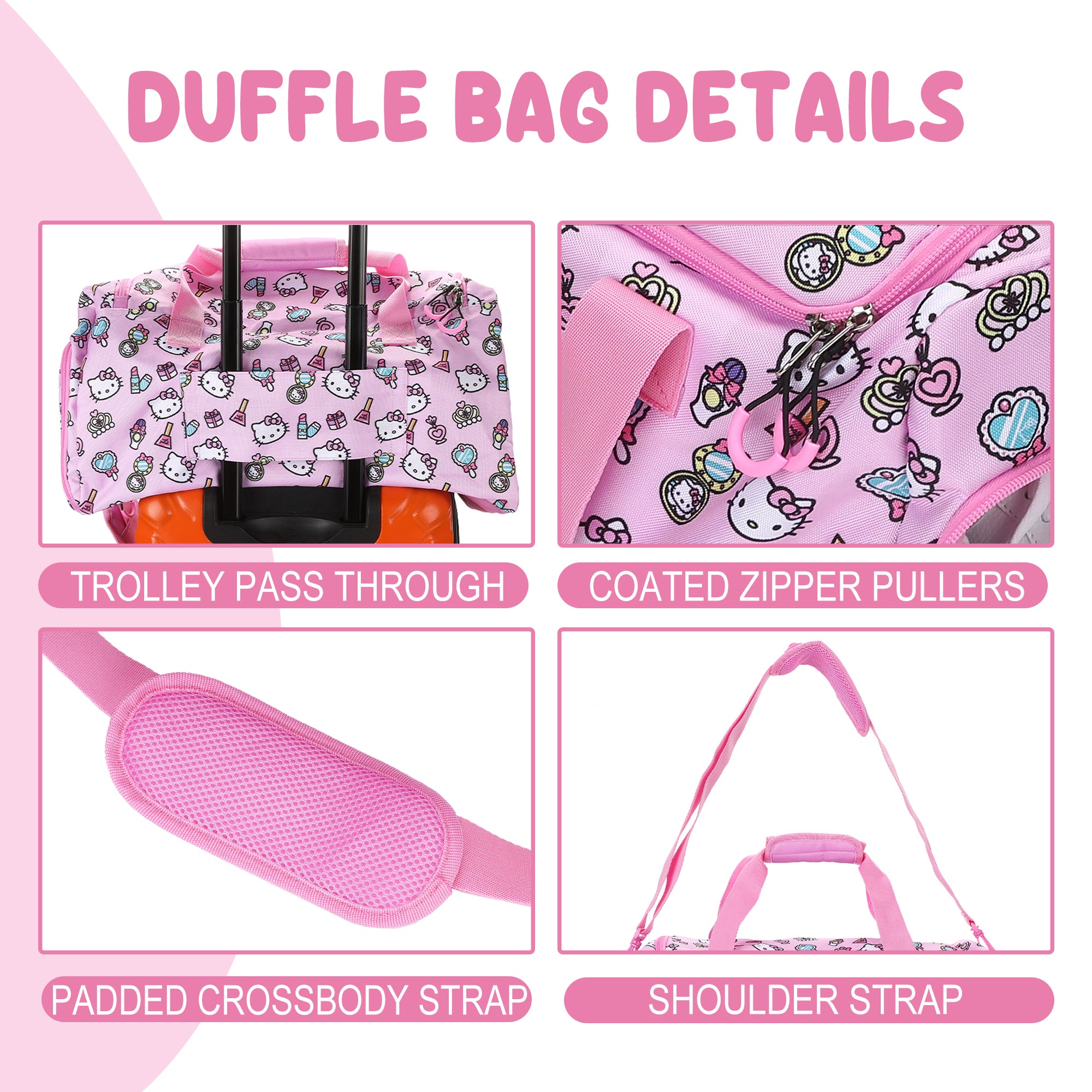 Hello Kitty Core 20" Duffle Bag For Kids Travel