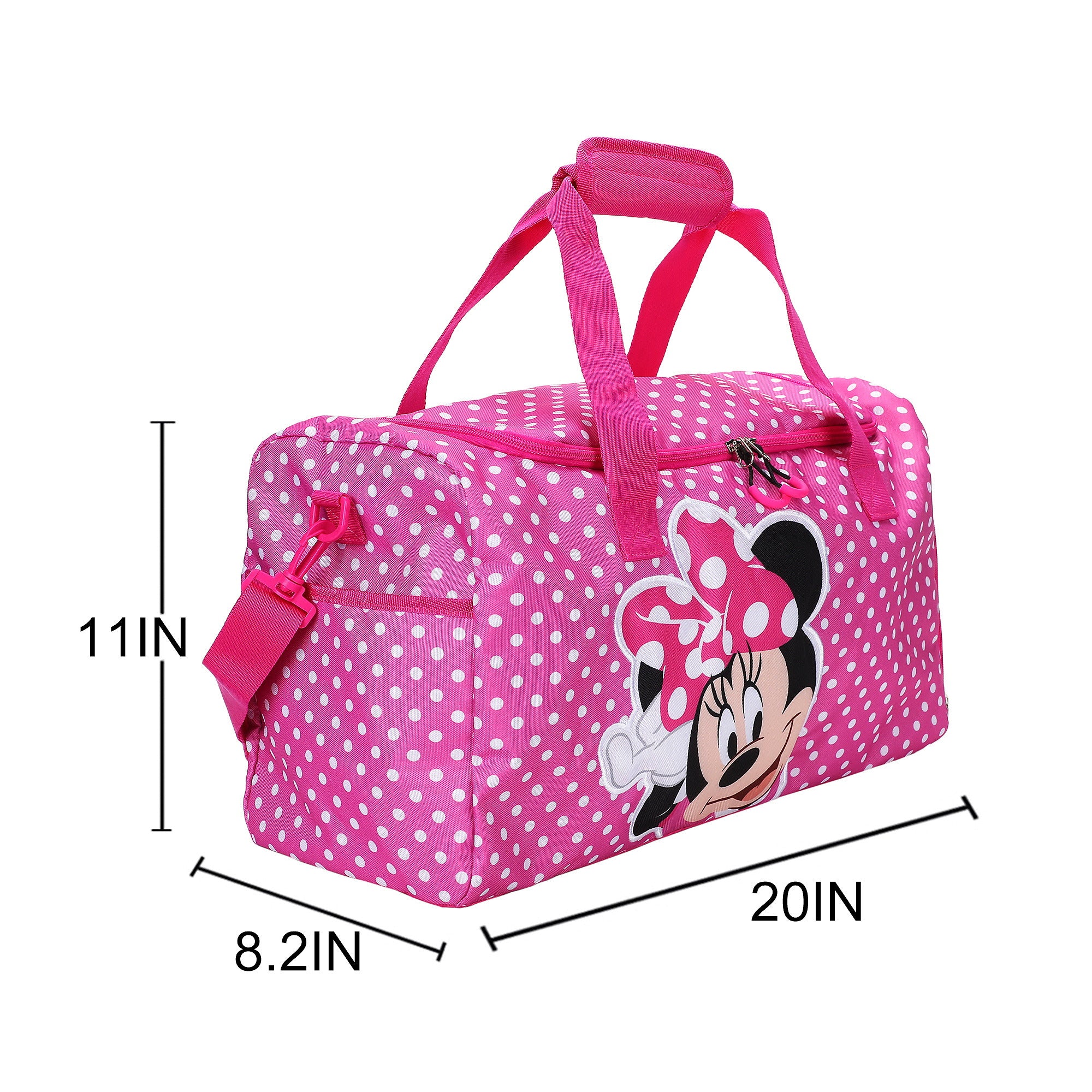 Minnie Mouse Classic Character Pose Pink Polka Dotted 20” Duffel Bag