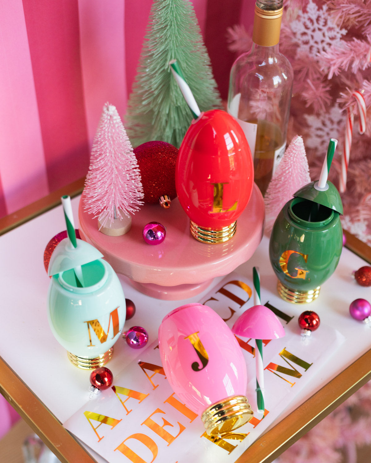 Extra Merry Christmas Lights 4-Pack Customizable 12 Oz Novelty Sipper Cups