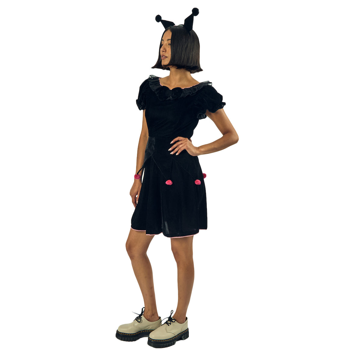 Kuromi Women's Black Cosplay Dress With Matching Headband