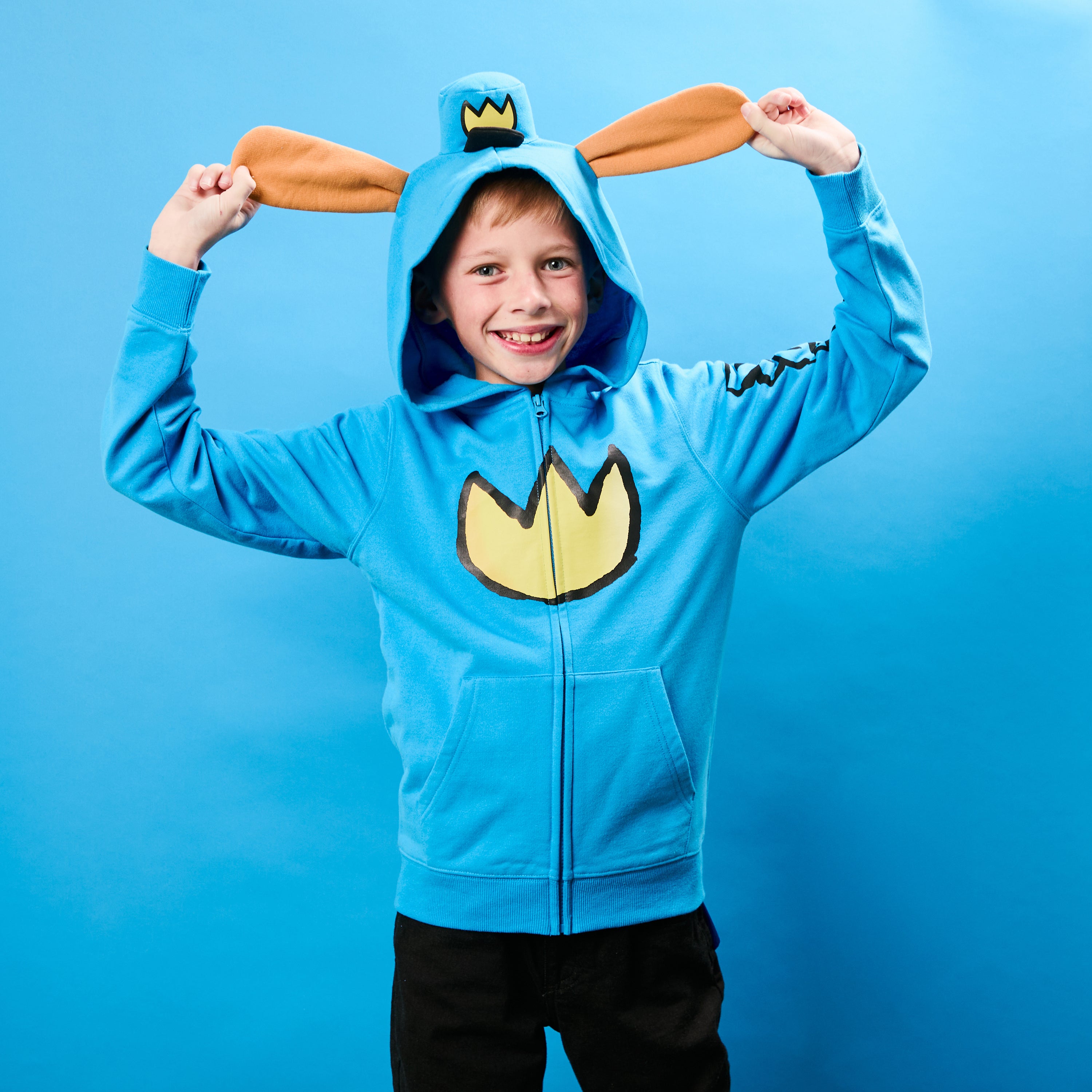 Dog Man Emblem Boy's Blue Long Sleeve Cosplay Zip-Up Hoodie