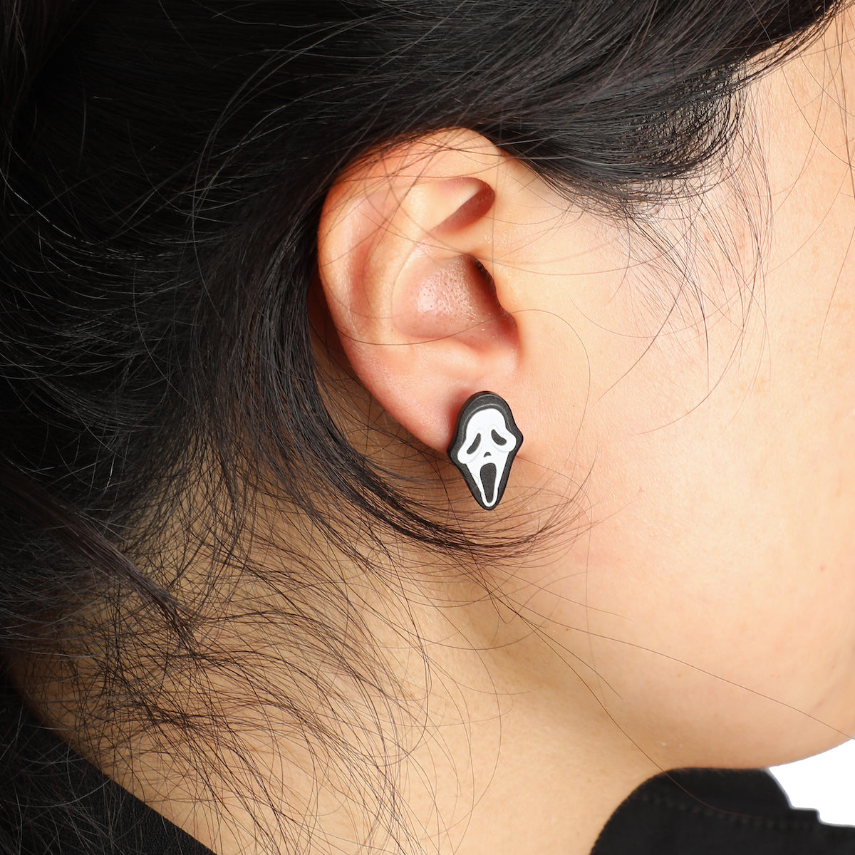 Ghostface Oversized Character and Stud Earrings Set
