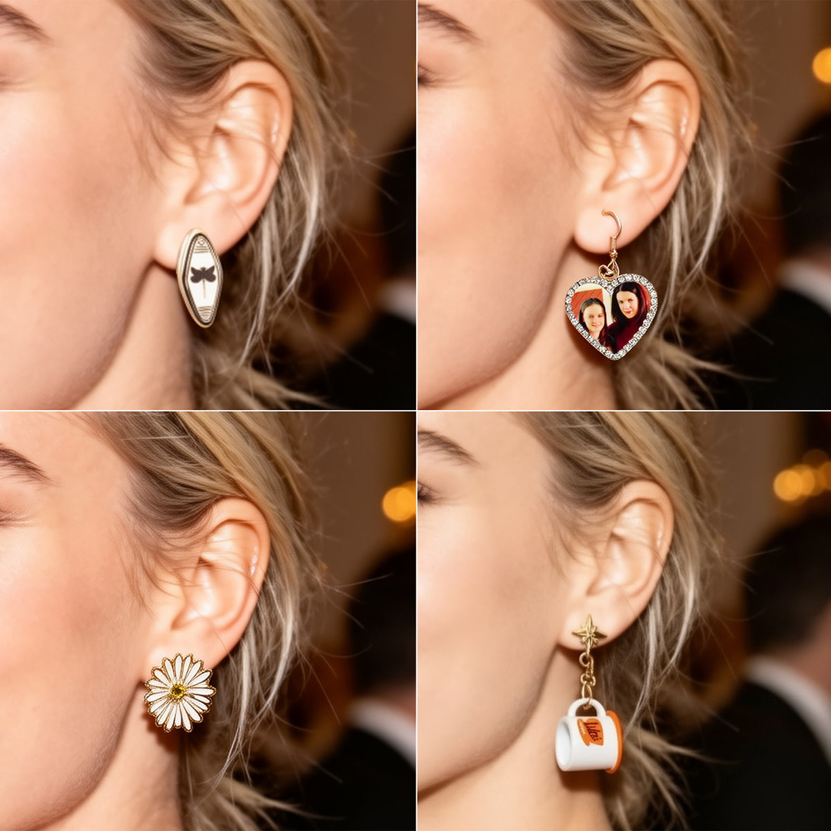 Gilmore Charm Adult Earring Pack with Gold Enamel Details