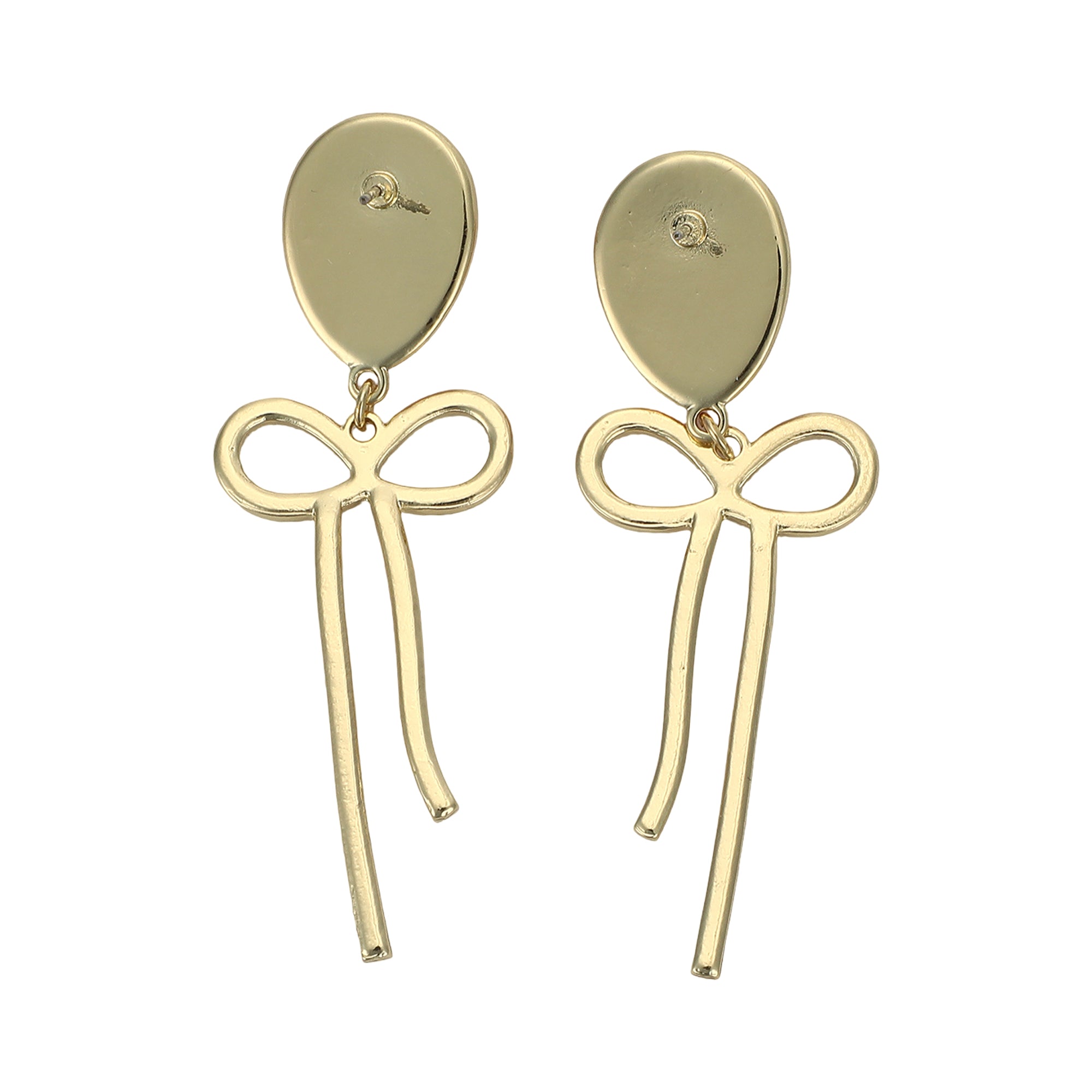 Packed Party Pearl and Pink Balloon Bow Drop Earrings - Hypoallergenic Gold-Tone Post with Faux Pearl Bow and Pink Enamel Stone, 2.25 Inch