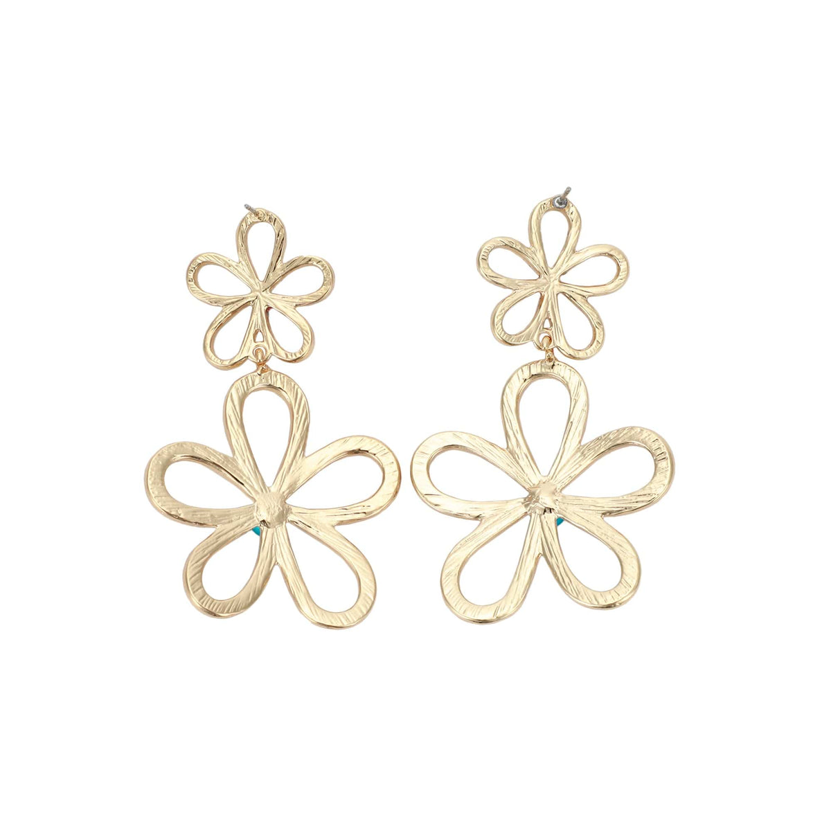 Packed Party Flower Power Rhinestone Drop Earrings - Hypoallergenic Gold-Tone Layered Floral Statement Earrings with Multicolor Stones, 1.75 Inch