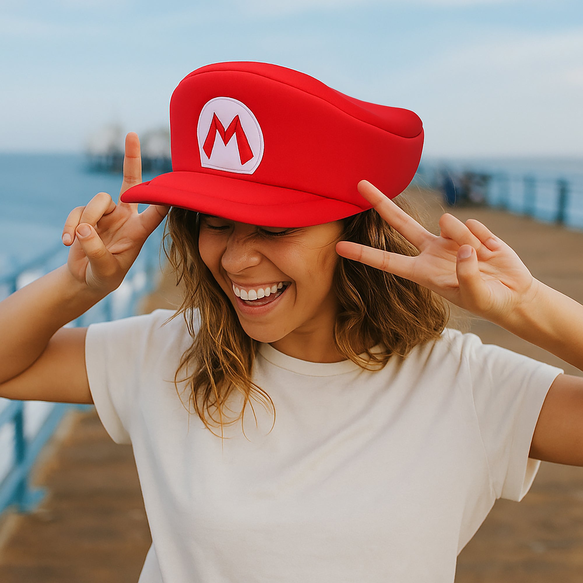 Super Mario Bros Embroidered Mario M Patch Men's Red Beret Cap