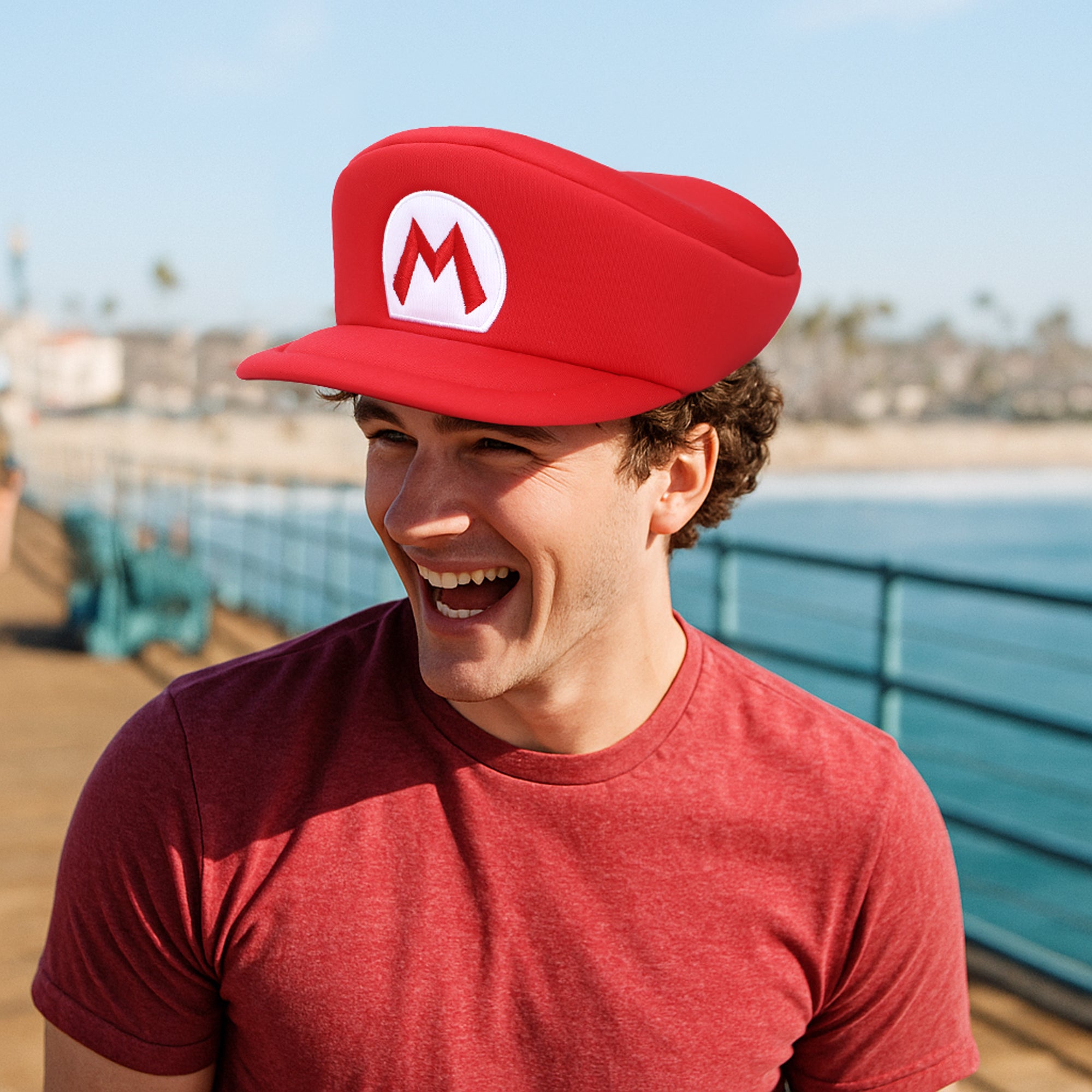Super Mario Bros Embroidered Mario M Patch Men's Red Beret Cap