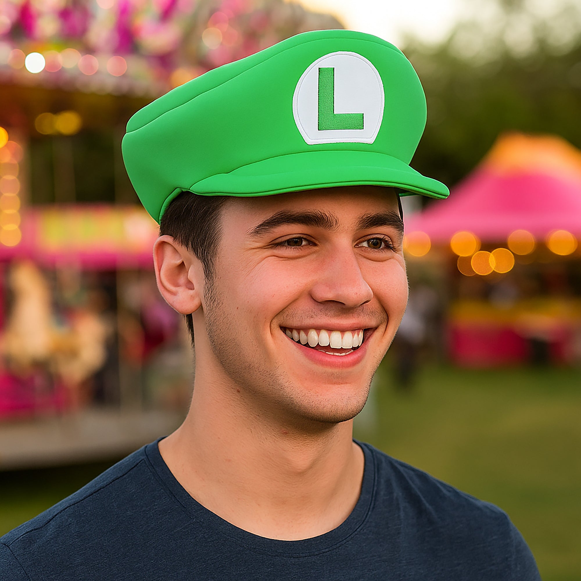 Super Mario Bros Embroidered Luigi L Patch Adult Green Beret Cap