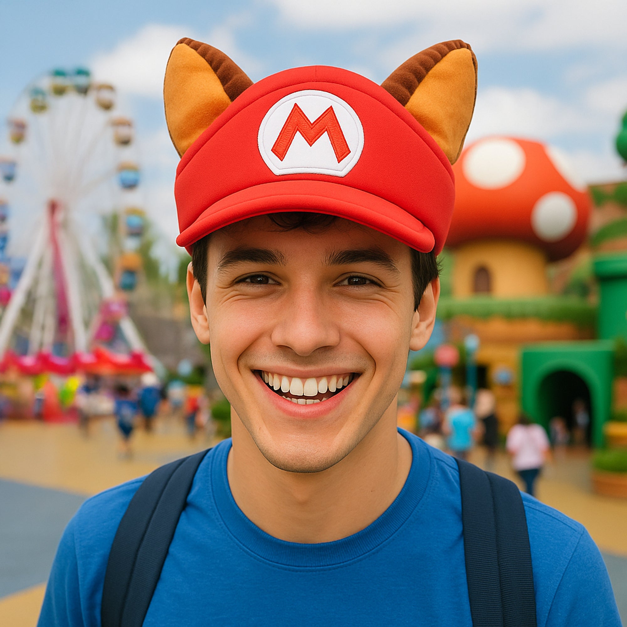 The Super Mario Video Game Raccoon Red Cosplay hat with ears