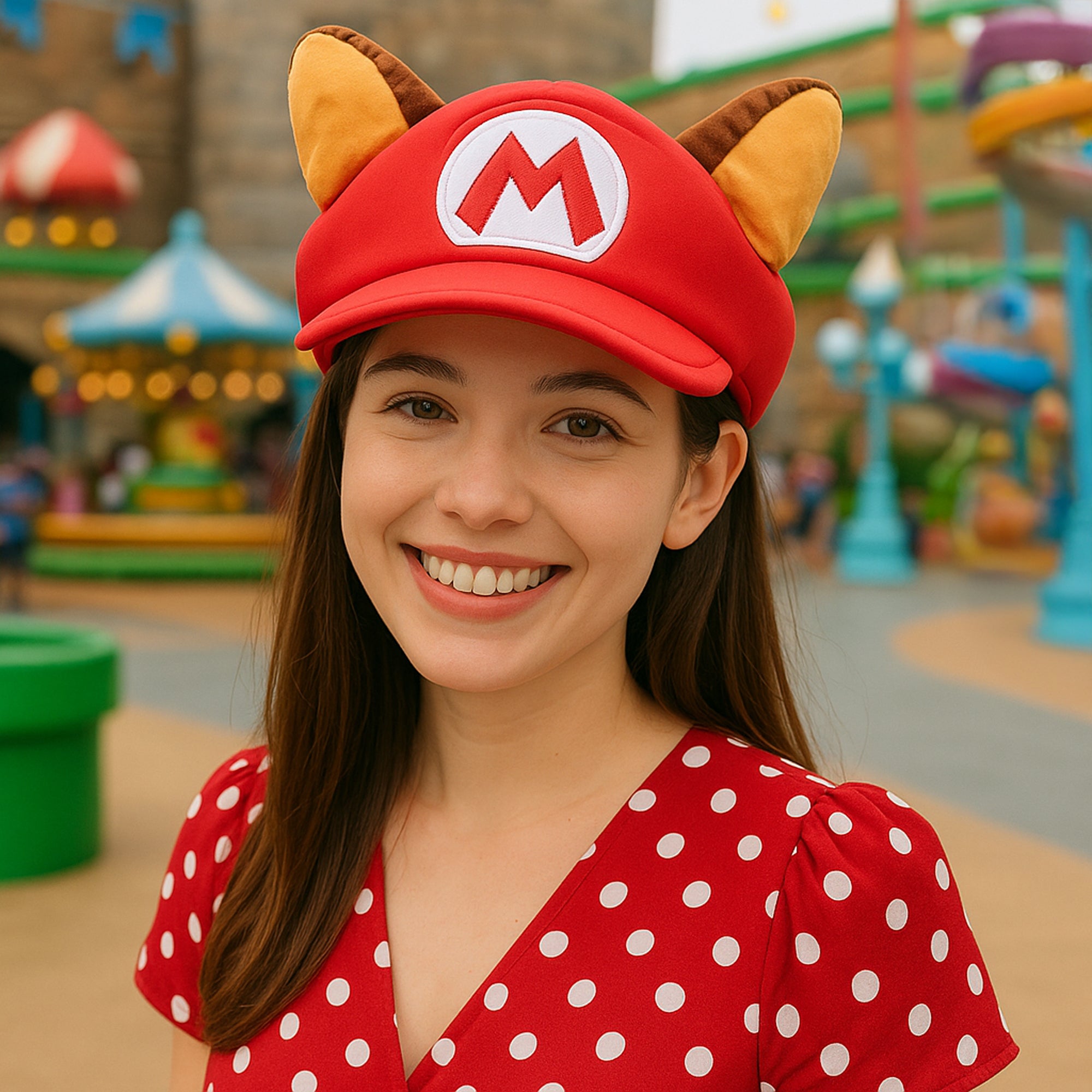 The Super Mario Video Game Raccoon Red Cosplay hat with ears