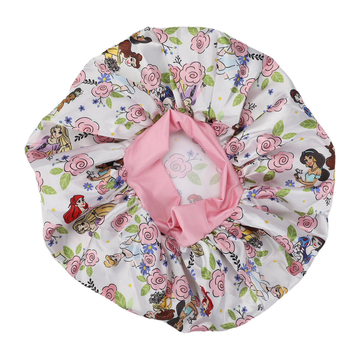 Disney Princess Pink Rose Character Art White Satin Bonnet