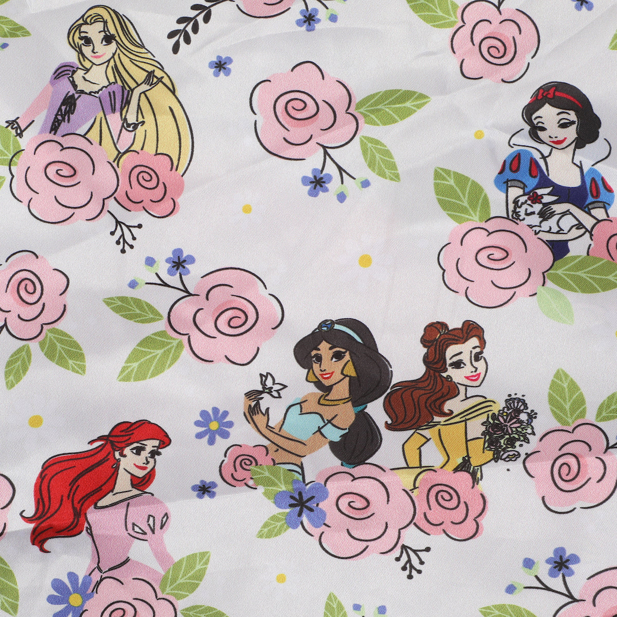 Disney Princess Pink Rose Character Art White Satin Bonnet