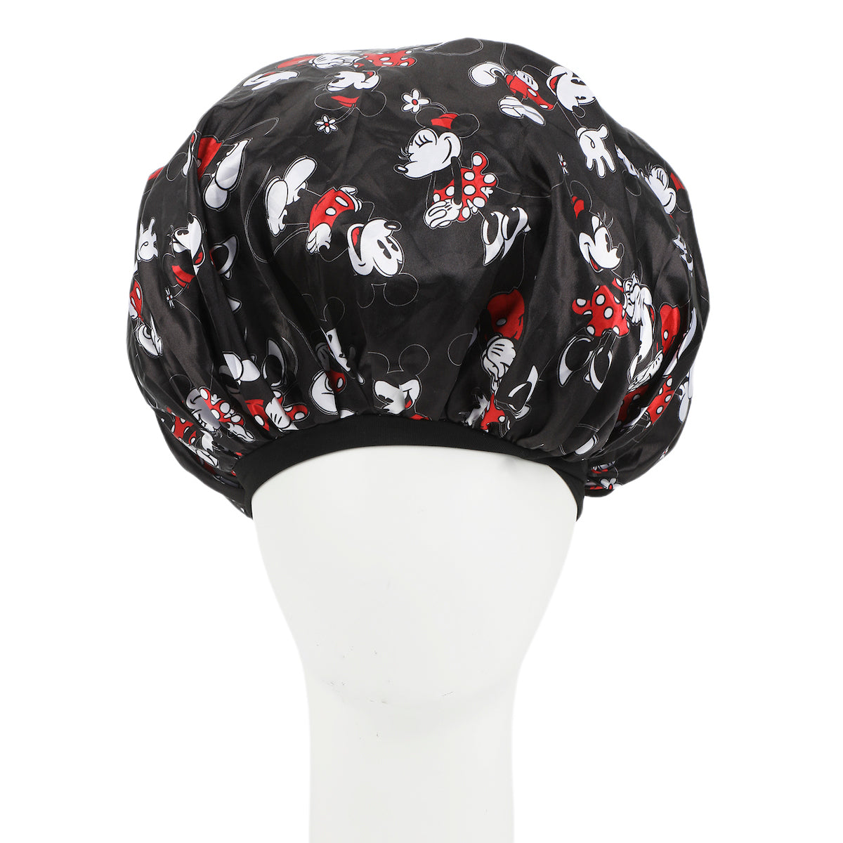 Disney Mickey & Minnie Mouse Women's All-Over Print Black Satin Bonnet
