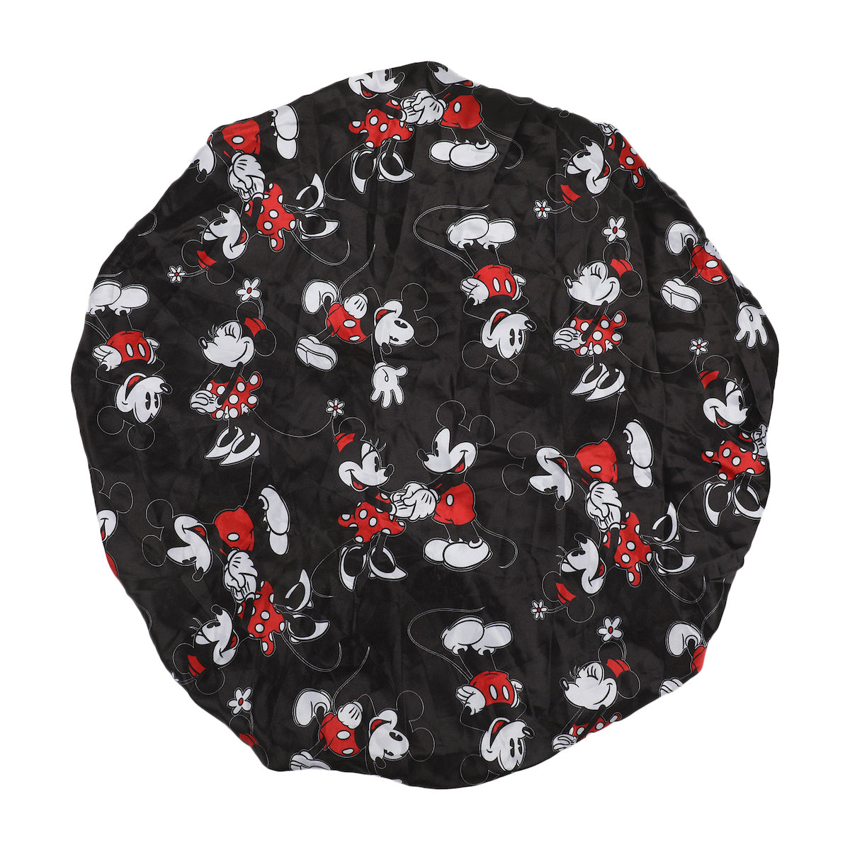 Disney Mickey & Minnie Mouse Women's All-Over Print Black Satin Bonnet