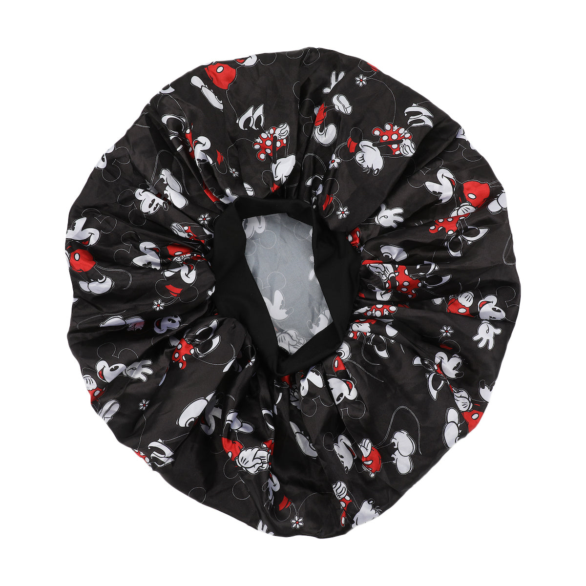 Disney Mickey & Minnie Mouse Women's All-Over Print Black Satin Bonnet