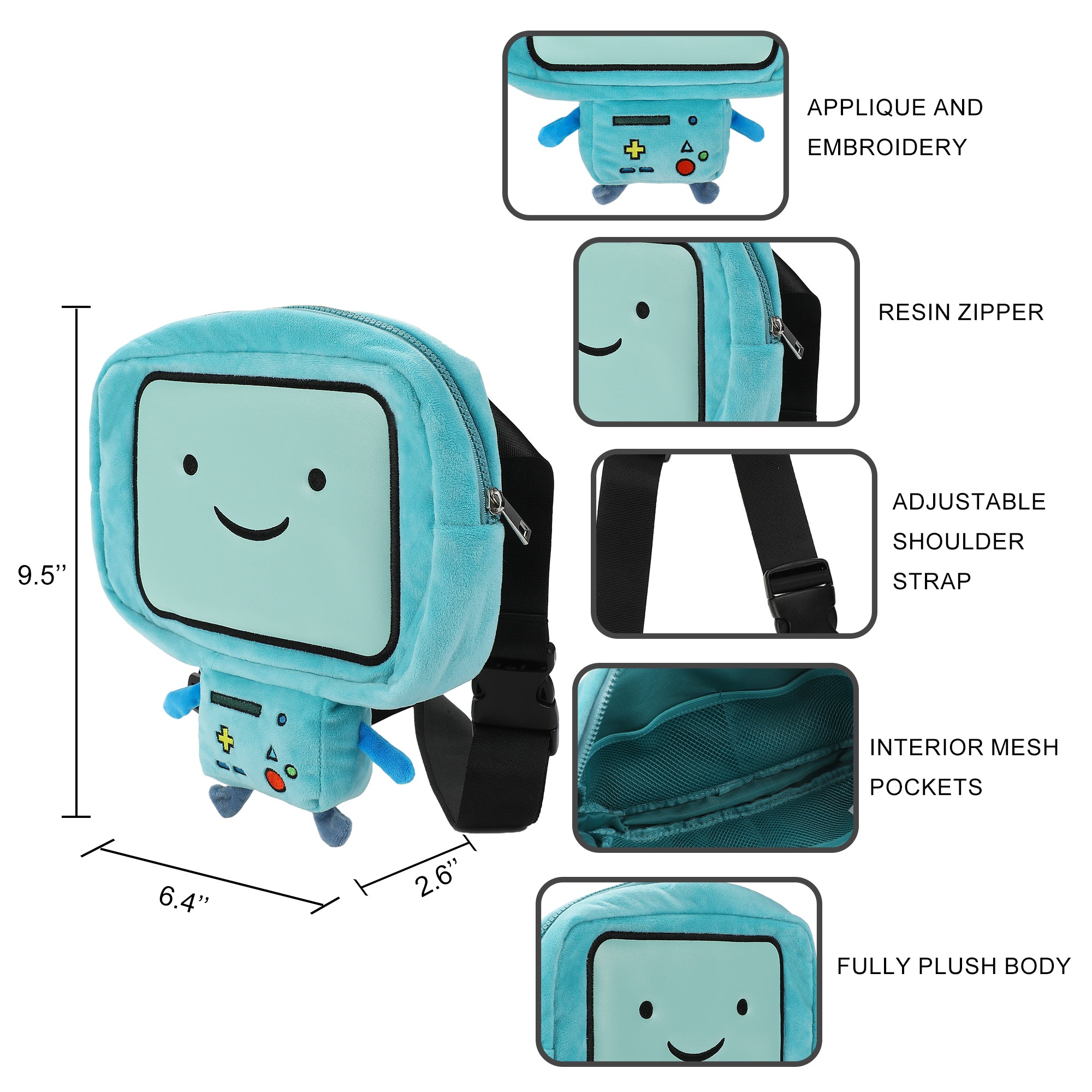 Adventure Time BMO Character 9.5" Plush Crossbody Bag