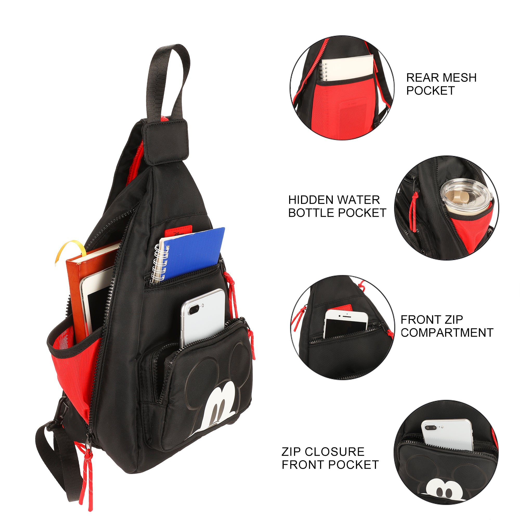 Mickey Mouse Classic Adult Sling Bag With Convertible Strap