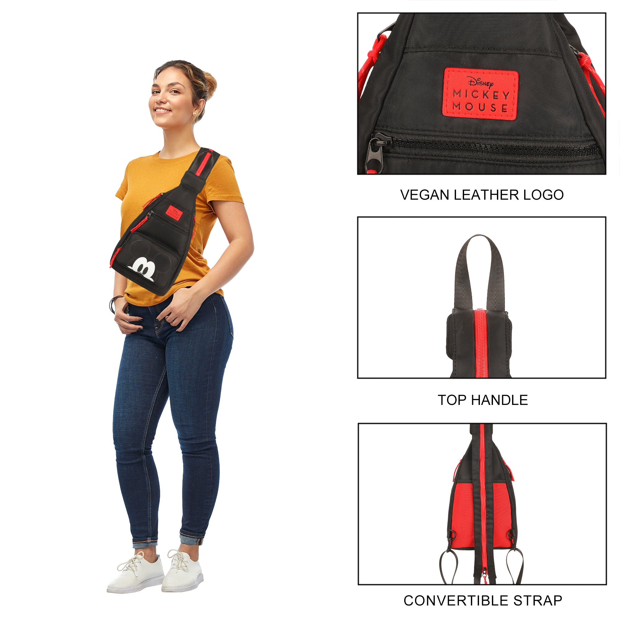 Mickey Mouse Classic Adult Sling Bag With Convertible Strap