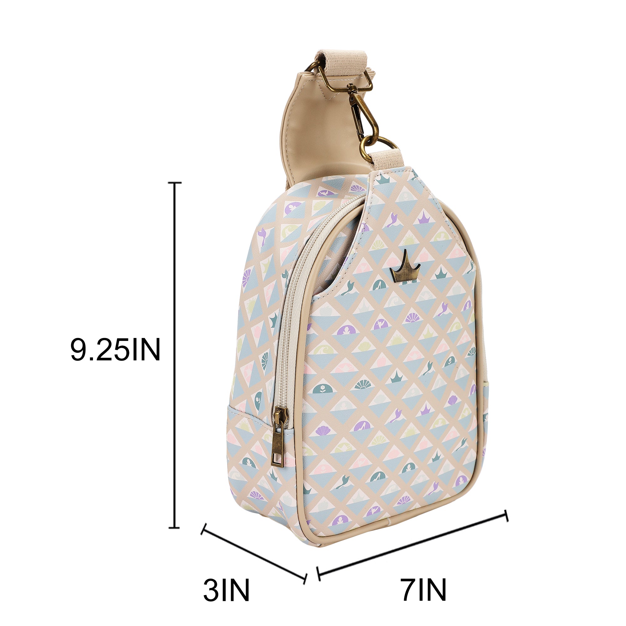 Disney Princess Geometric Pattern Sling Bag with Adjustable Strap