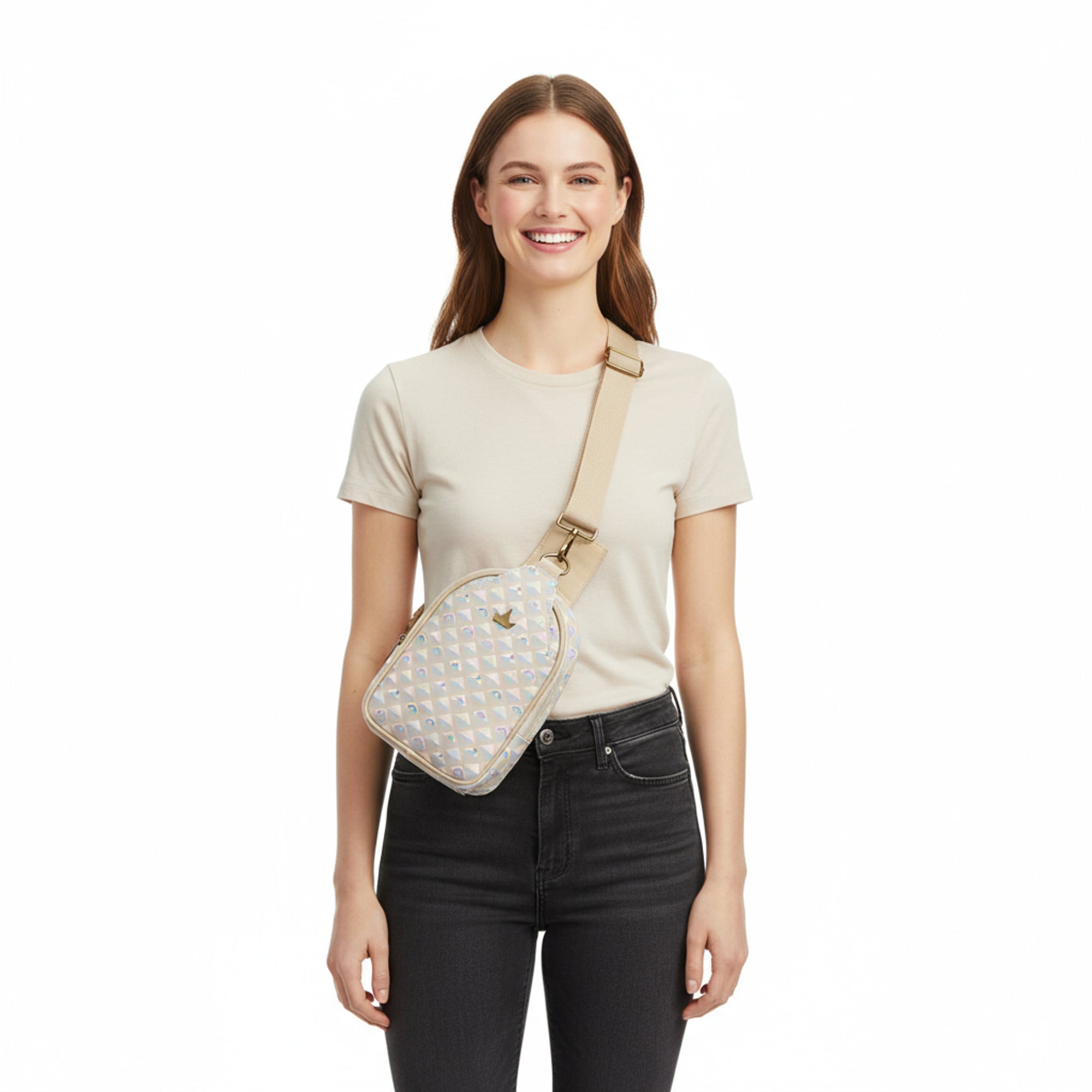 Disney Princess Geometric Pattern Sling Bag with Adjustable Strap