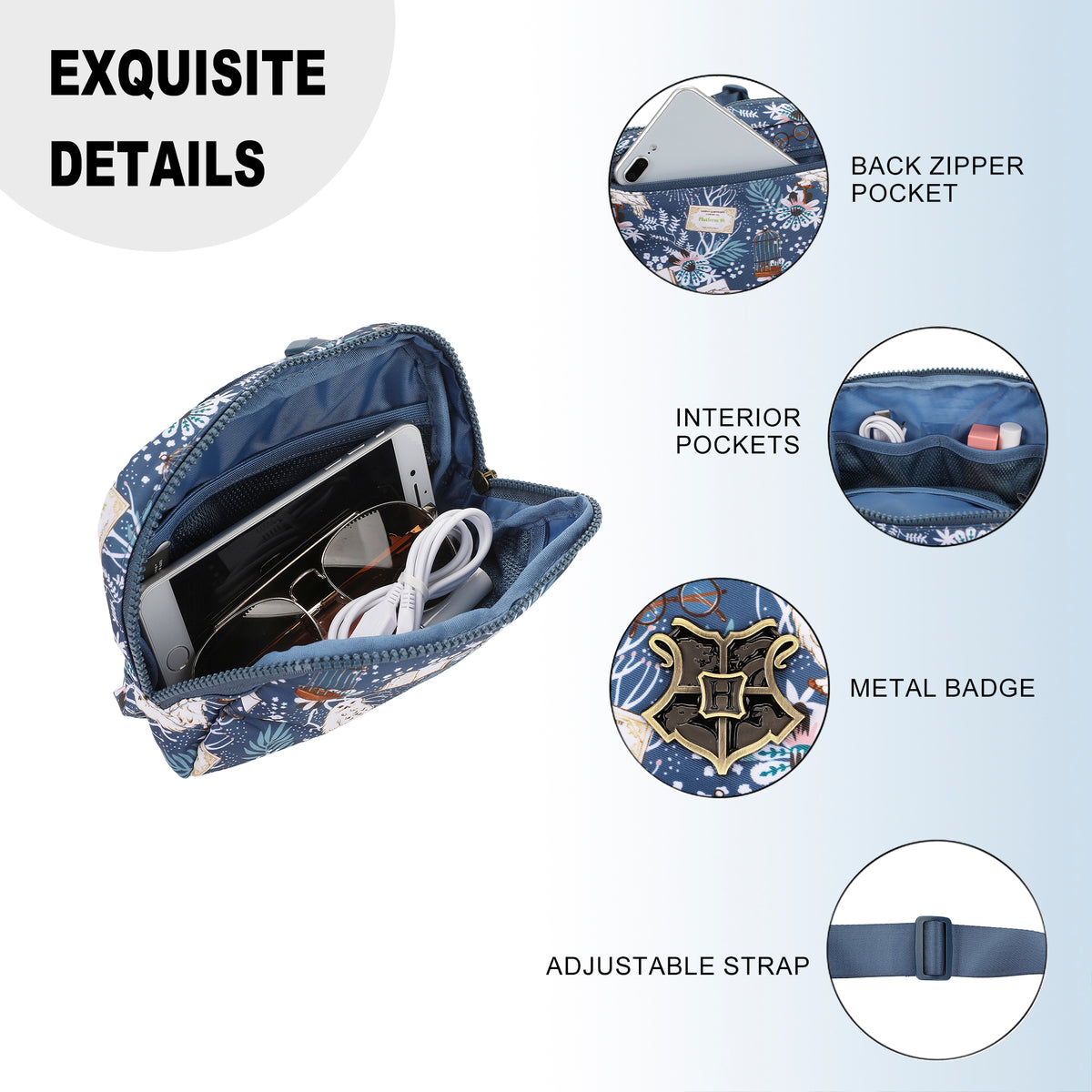 Harry Potter Hedwig & Hogwarts Letter AOP Adult Fanny Pack Sling Bag