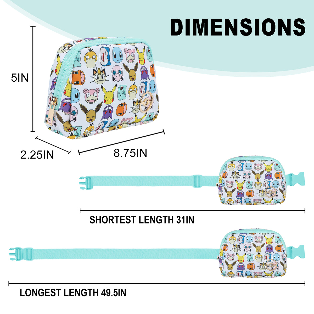 Pokémon Character Collage Crossbody Bag with Adjustable Strap